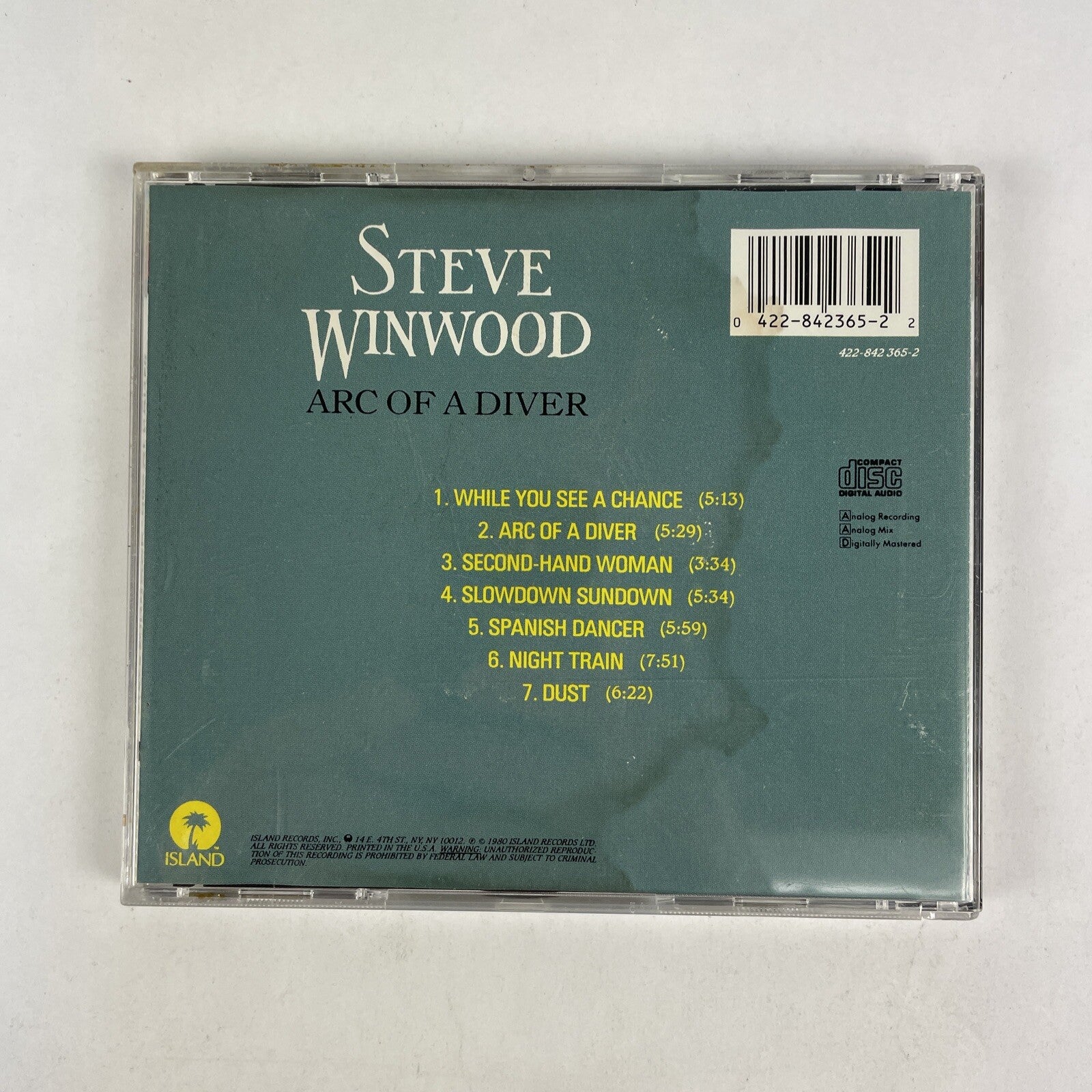 Steve Winwood - Arc of a Diver CD (1990) #29