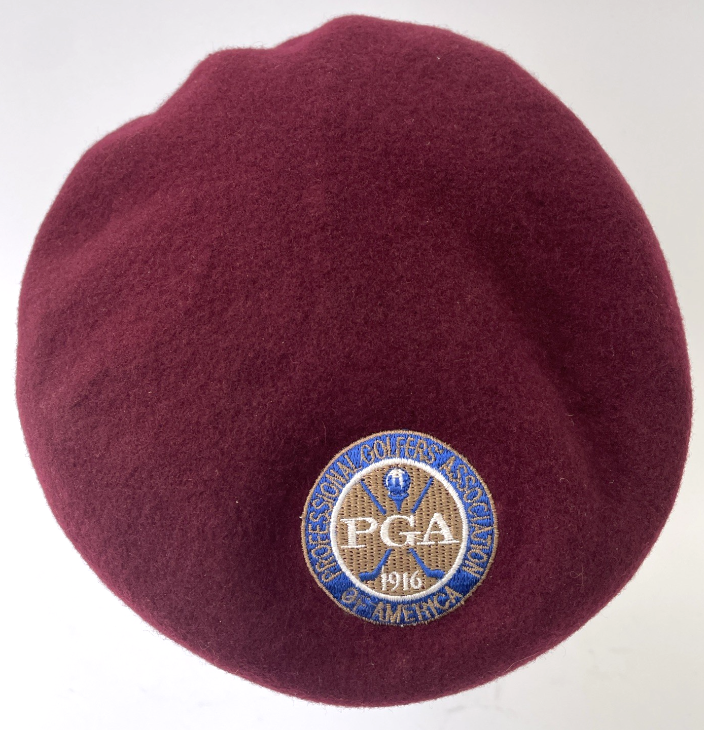 PGA Bancroft Military Beret Maroon Wool Sz 7 5/8 " Nicklaus " Golf Memorabilia