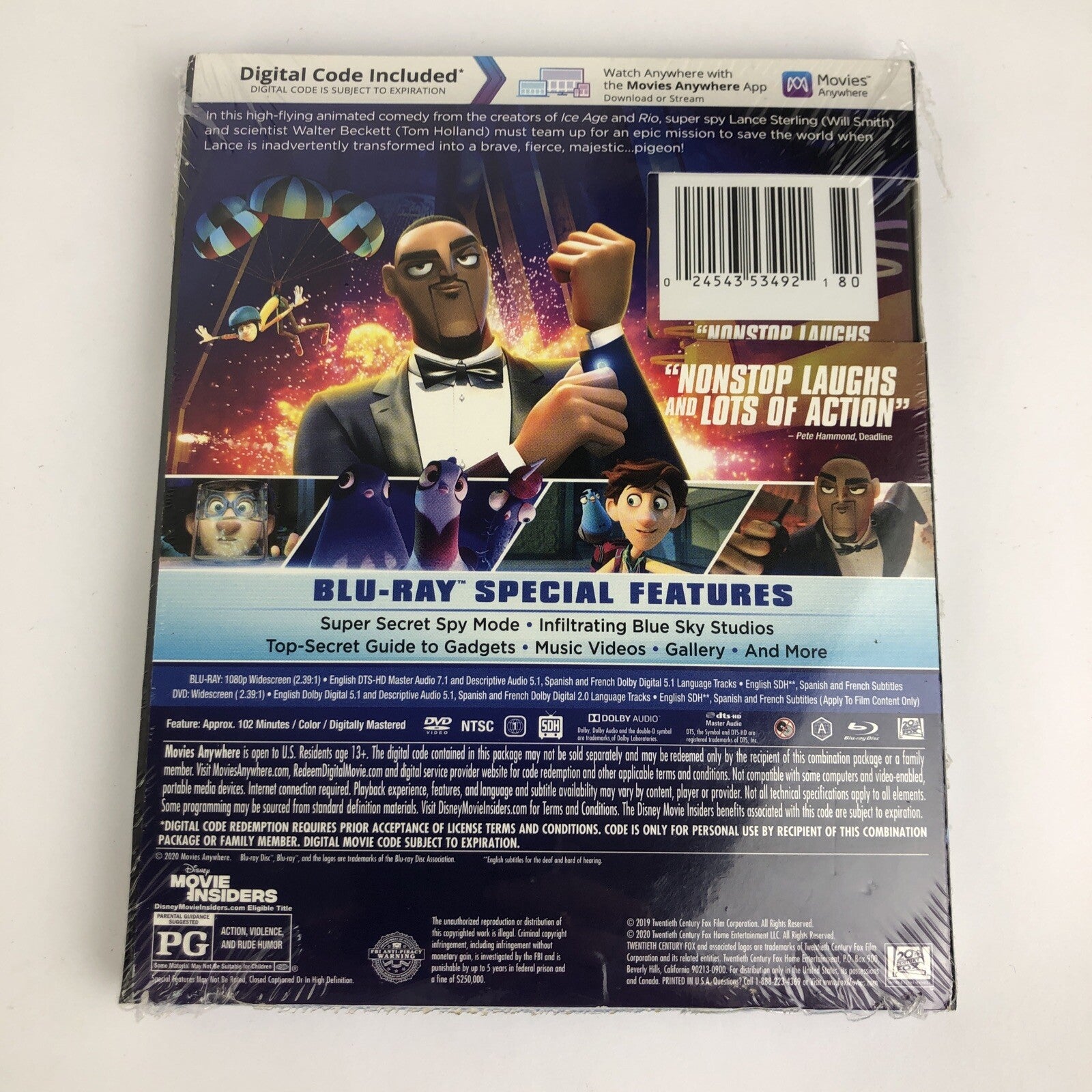 Spies in Disguise Blu-ray dvd, 2019 Will Smith Tom Holland Multi Screen Edition