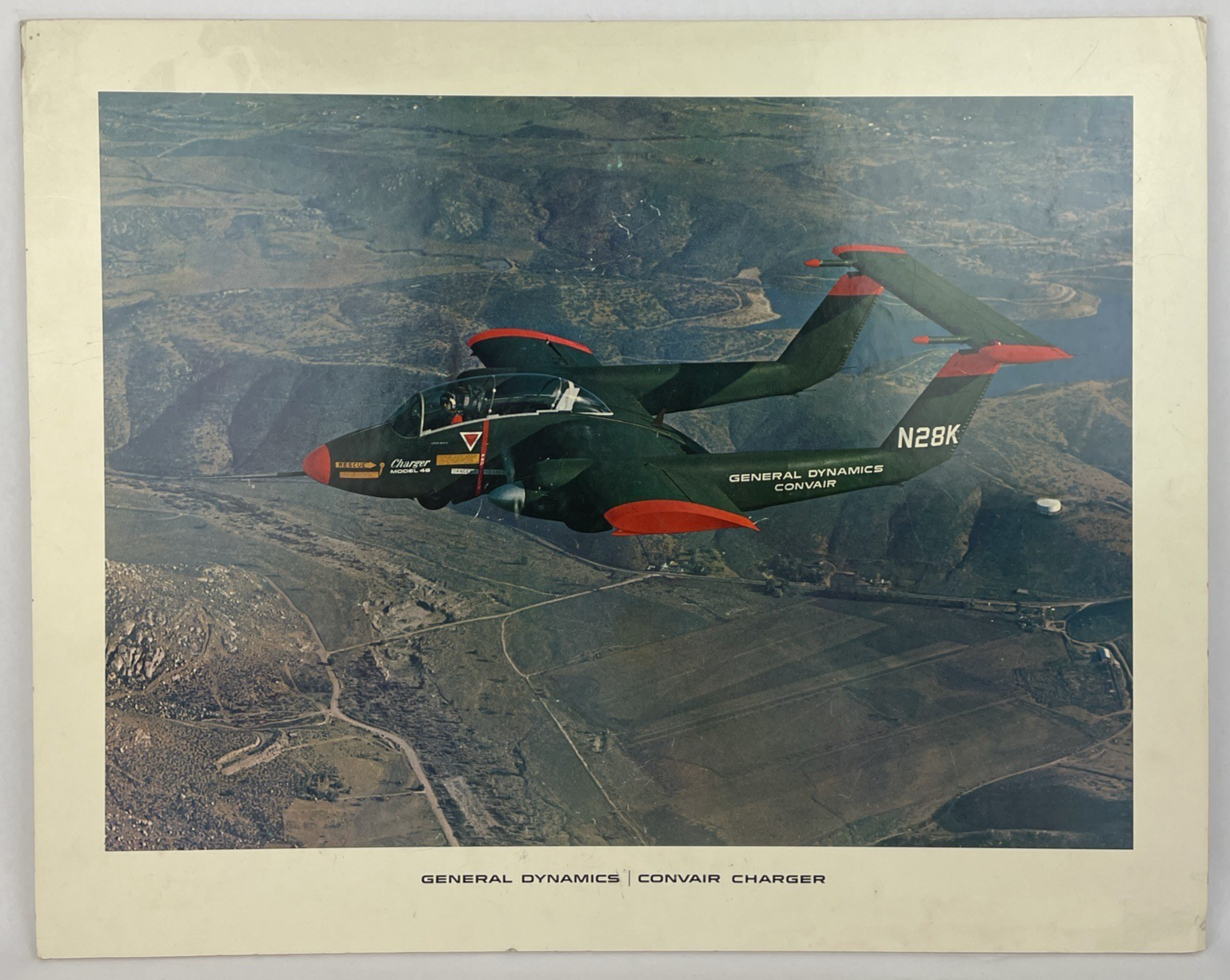 Rare Photo of Corvair Model 48 Charger General Dynamics Prototype Arial Shot