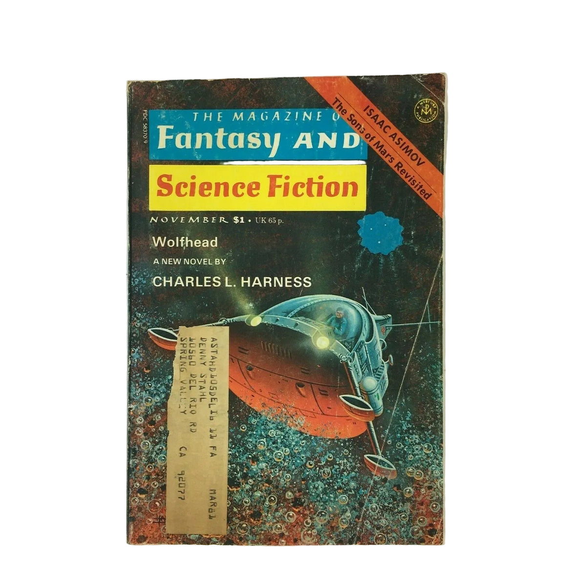 November Fantasy & Science Fiction Magazine Charles Wolfhead L.Harness