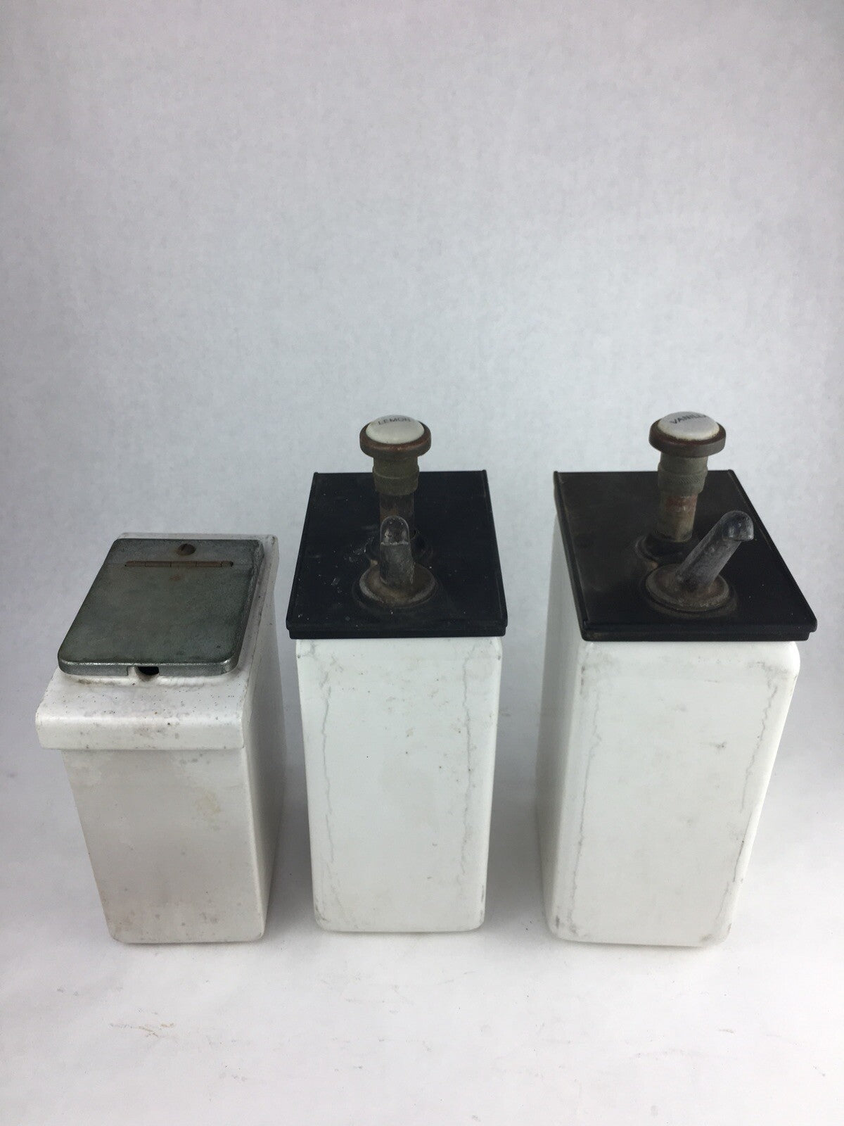 Vintage Porcelain Ice Cream Soda Fountain Topping Dispenser Lot