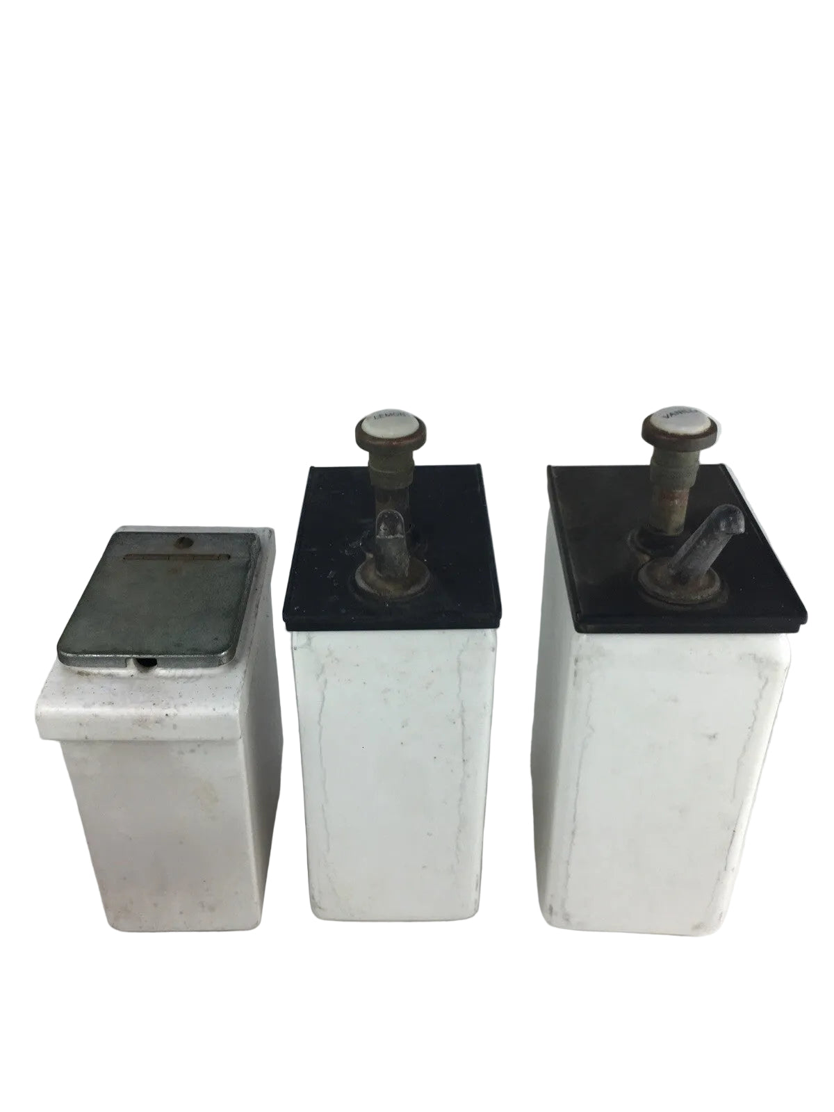 Vintage Porcelain Ice Cream Soda Fountain Topping Dispenser Lot