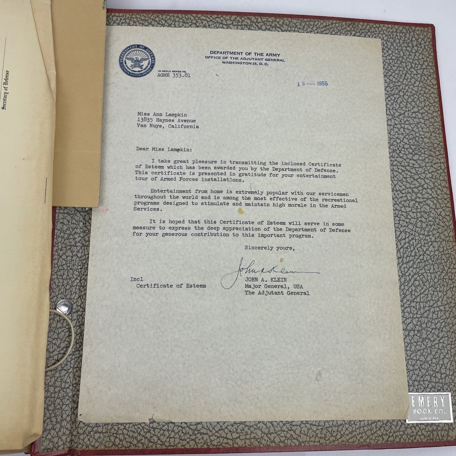U.S.O. 1954/55 Scrapbook From " Operation Snowball " Alaska U.S.O Christmas Show