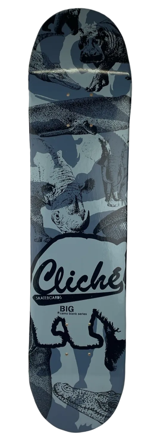RARE Vintage Cliche Skateboards " Big Camo Blank Series Skateboard Deck 7" x 31"