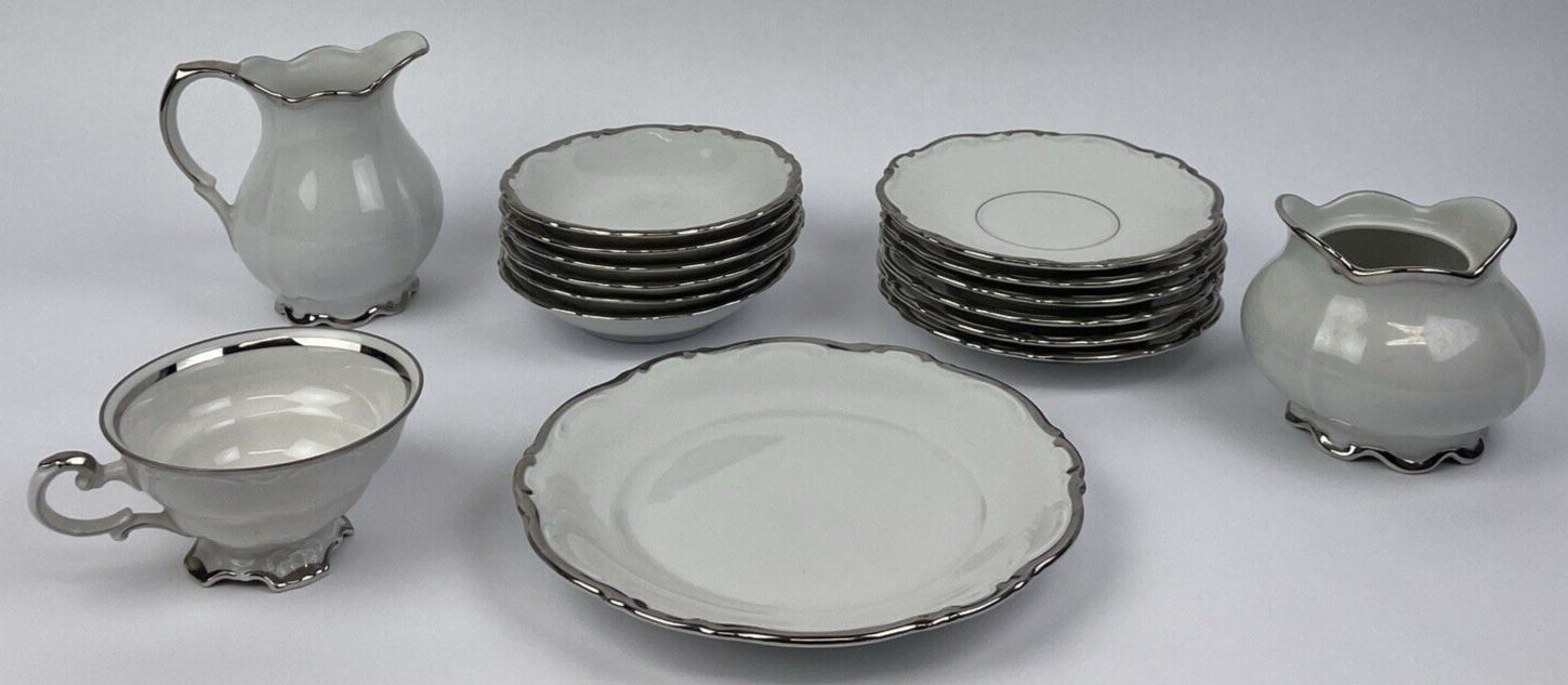 Lot 16 x Mitterteich Z & Co. Bavaria Silver Lark Bowls Plates Tea Cup Elegance