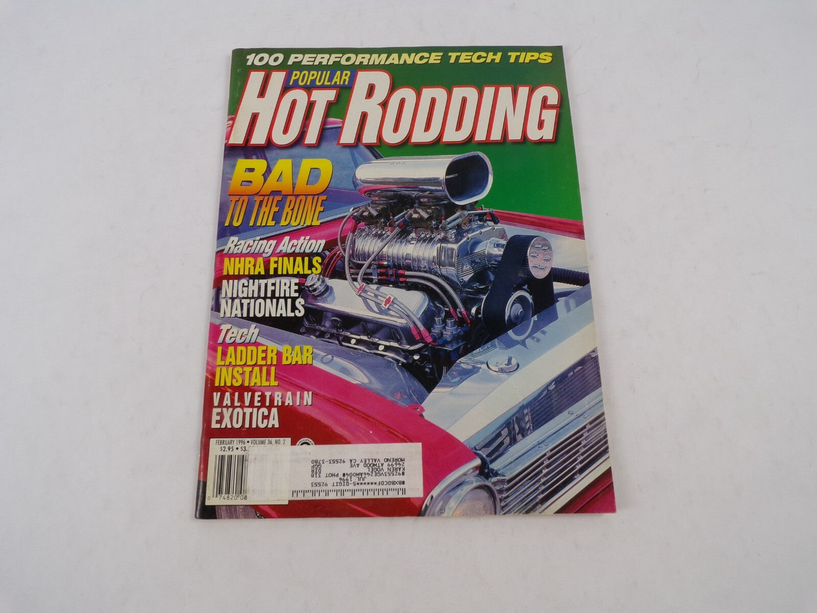 February 1996 Hot Rodding Magazine Bad To The Bone Racing Action NHRA Finals