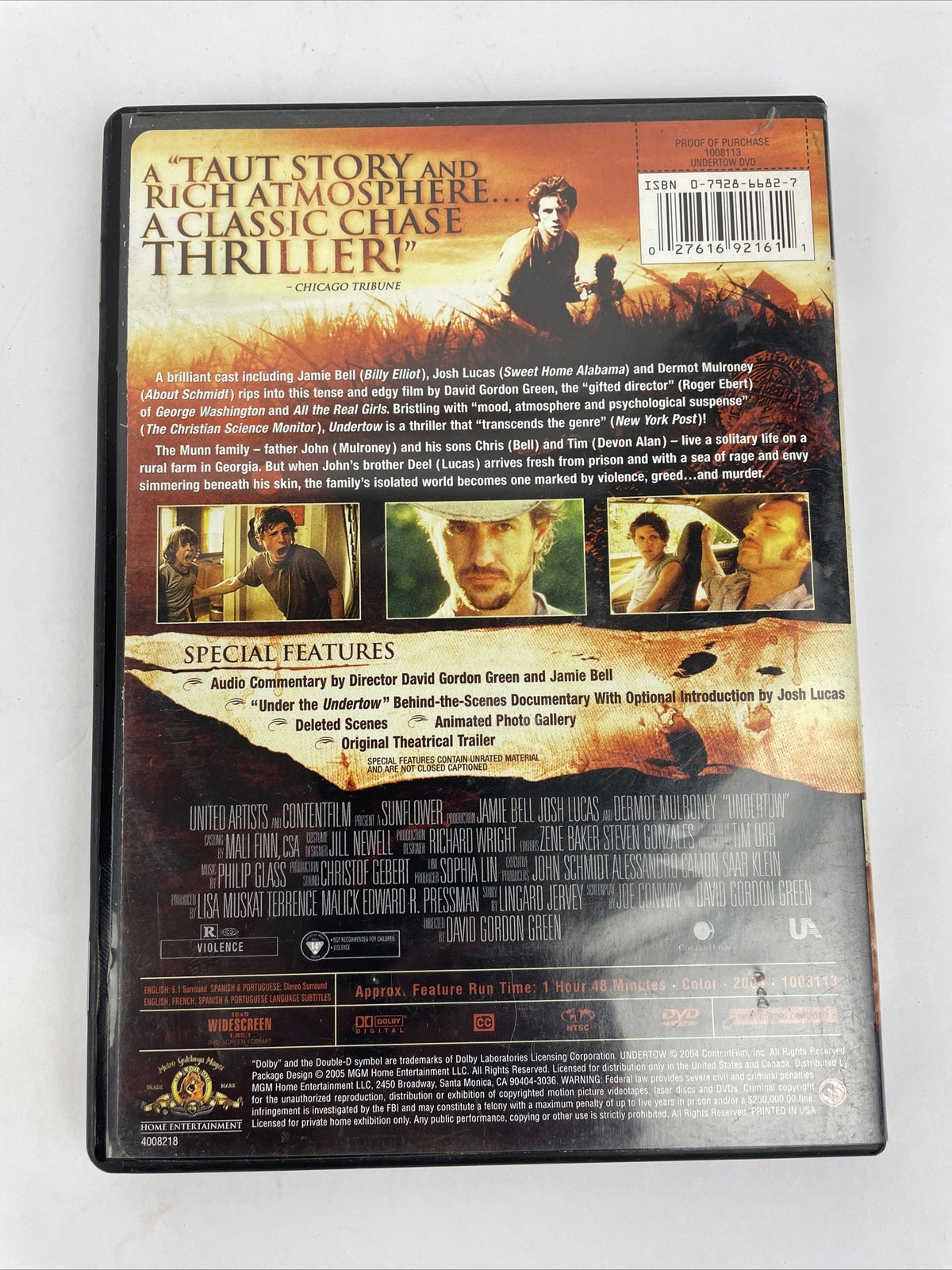 Undertow DVD Widescreen Jamie Bell Josh Lucas Dermot Mulroney 2004