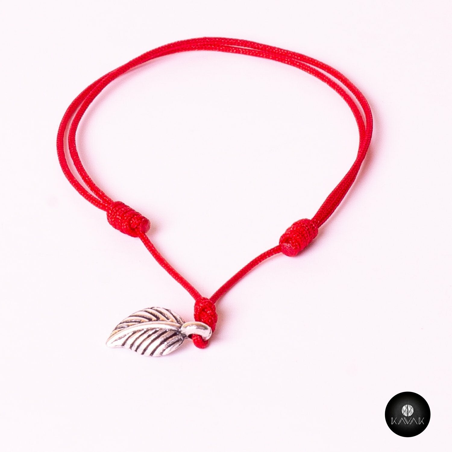 Kavak handmade silver plated hanging leaf adjustable women's bracelet