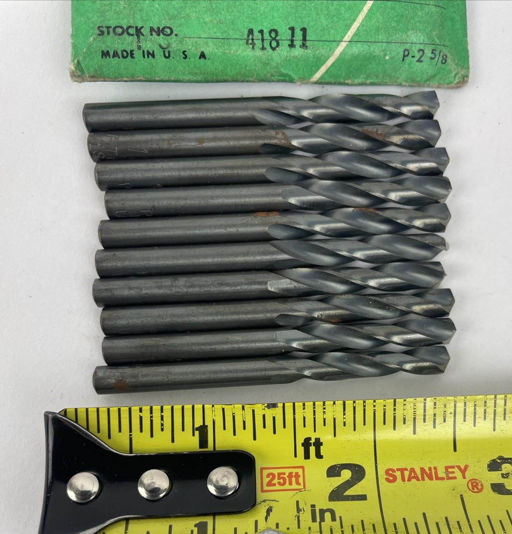 Pack of 10 high-speed precision twist drill bits size #11 R41C NOS