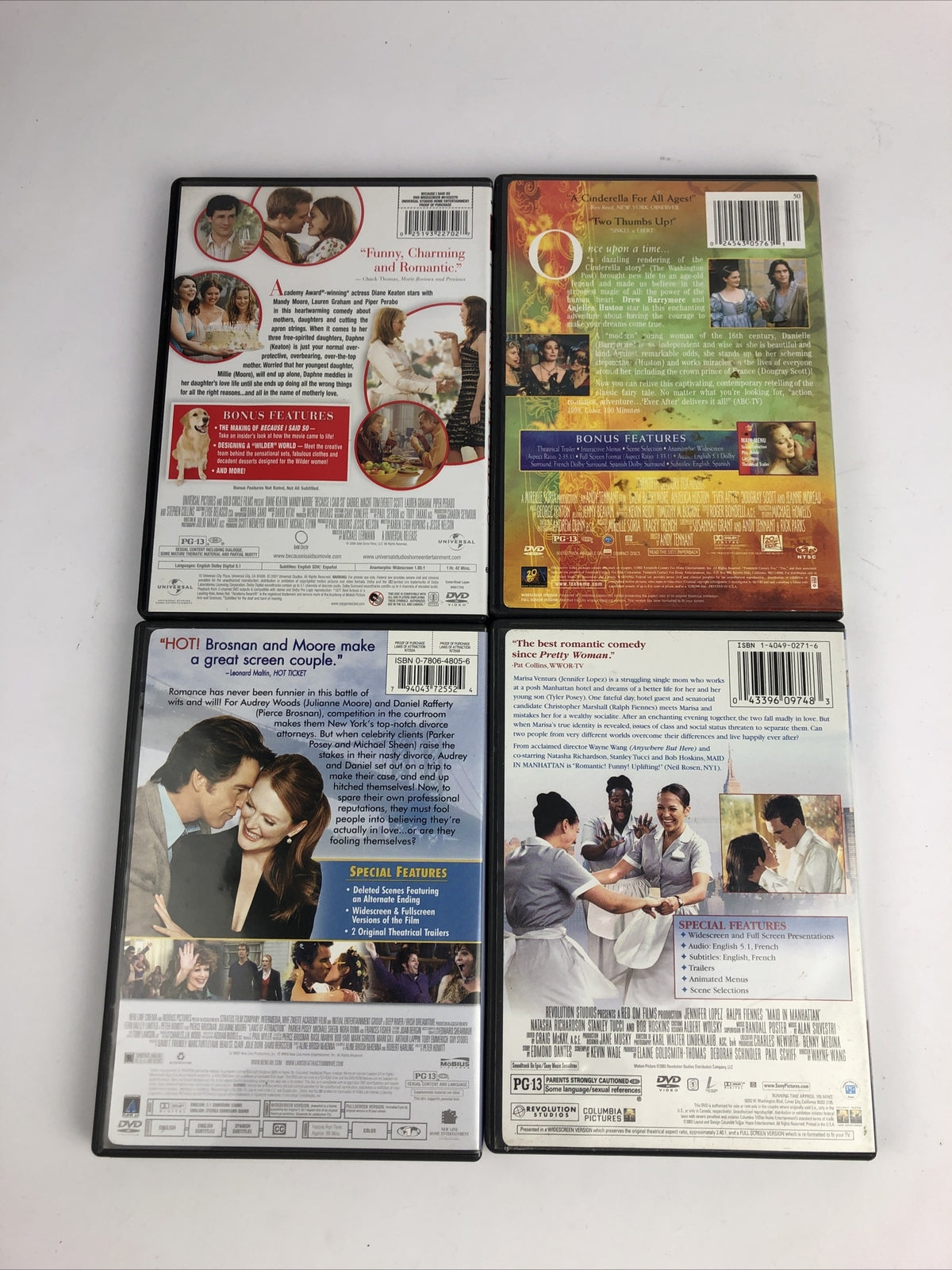 4 Movie DVD Lot Chick Flick Romantic Comedy - Because I Said So , Ever After +++