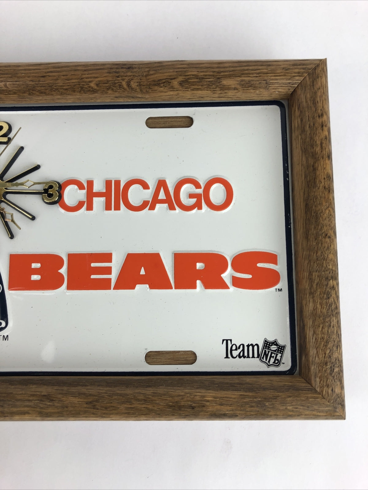 Vintage Chicago Bears Team NFL Liscense Plate Display Clock NFL Football