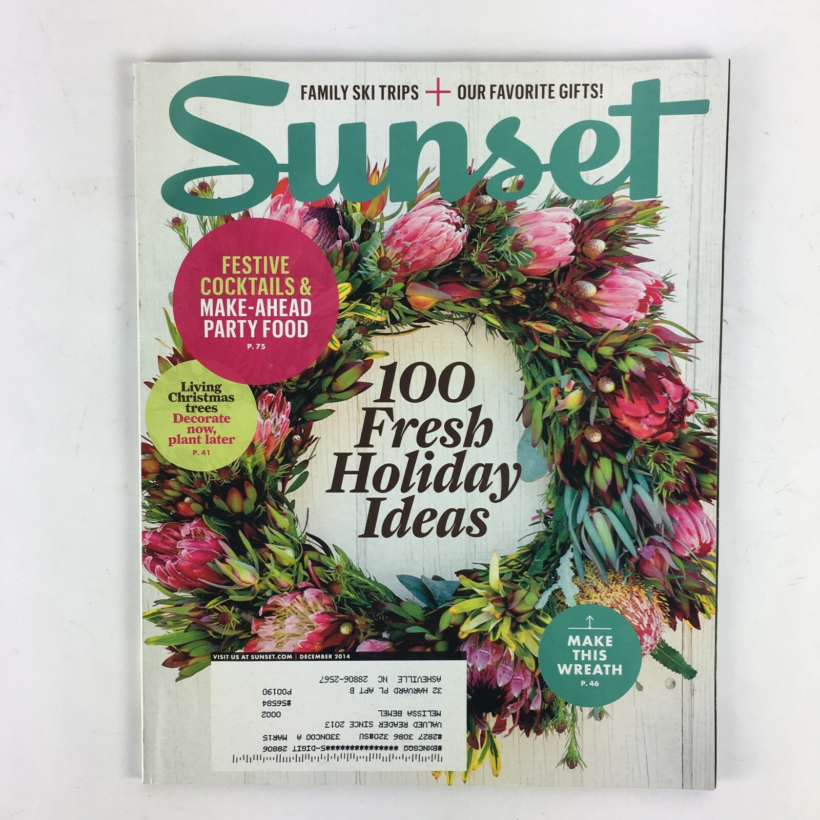 December 2014 Sunset Magazine 100 Fresh Holiday Ideas Festive Cocktails