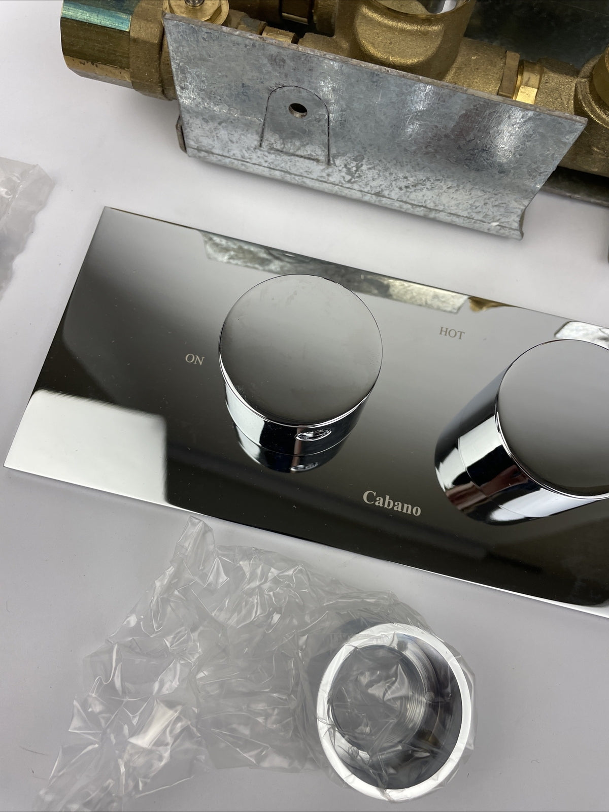 CABANO Designer Built-in Thermostatic Basin Mixer Polished Chrome w Hardware NEW