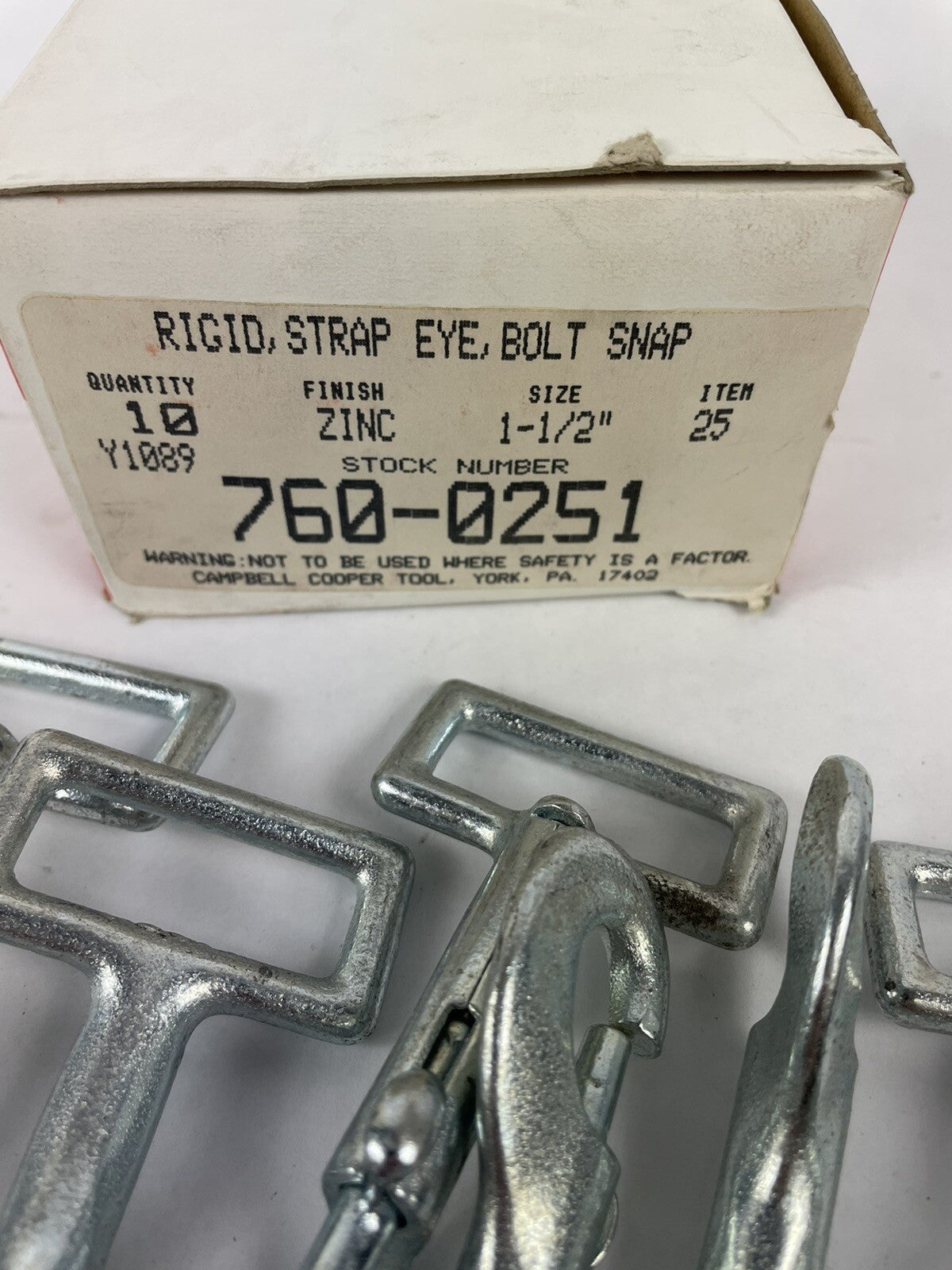 Campbell Rigid Strap Eye Bolt Snap 760251 size 1.5" (Pack of 10)