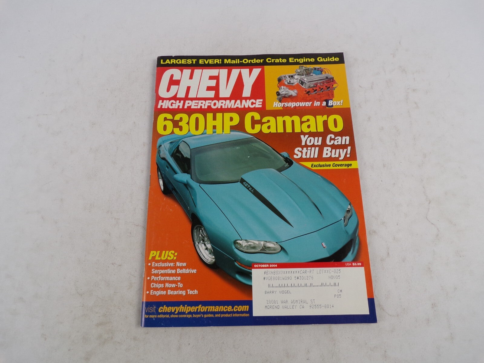 October 2004 Chevy High Performance 630HP Camaro Largest Ever! Mail-Order Crate