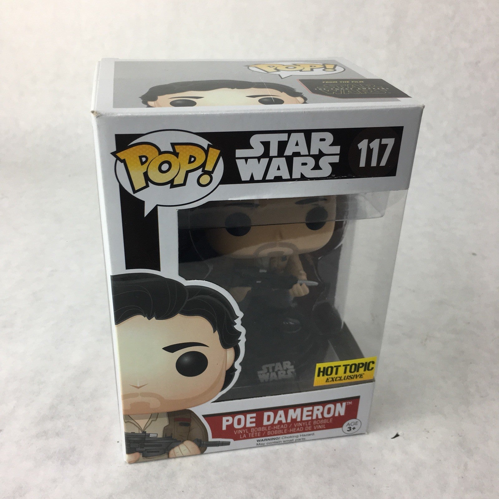 #117 Star Wars HOT TOPIC EXCLUSIVE Funko Pop!POE DAMERON (WITH GUN)