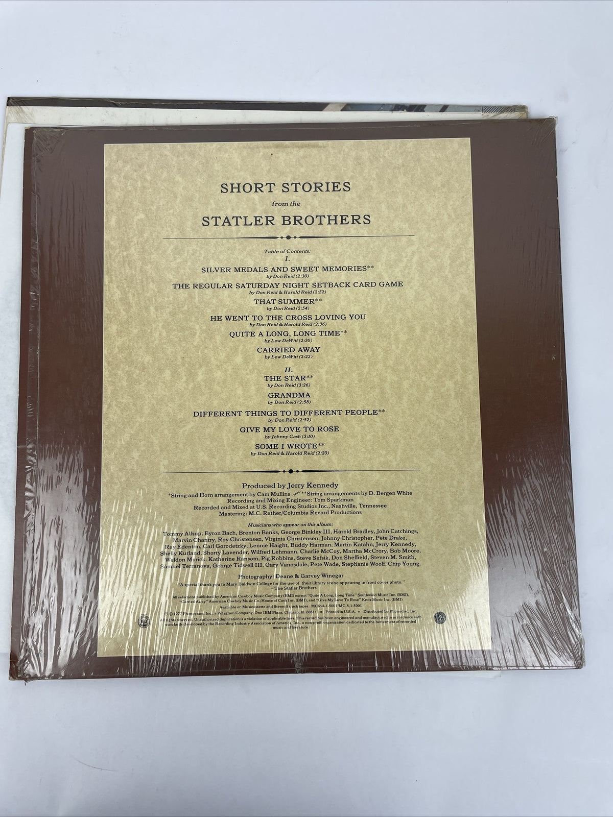 The Statler Brothers The Big Hits Vinyl LP 9519 & Short Stories 1977 SRM-1-5001