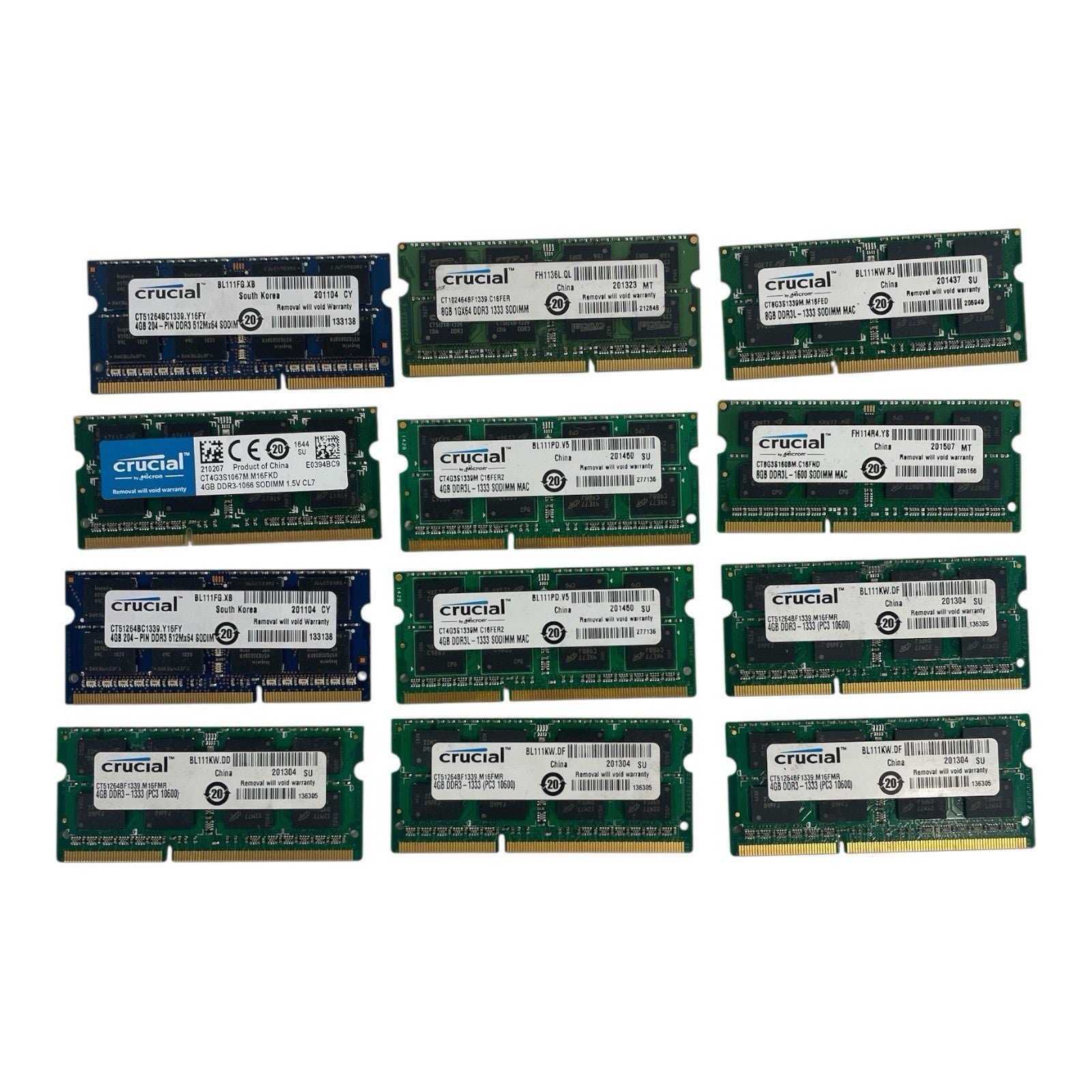 Lot 12 Crucial 4GB DDR3L 1333 SODIMM Apple iMac MacBook Laptop RAM