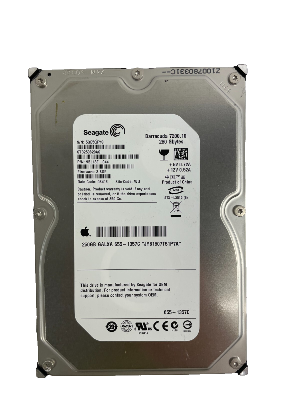 Seagate Model ST3250820AS Barracuda 7200.10 series 250 Gbytes Cache 8MB