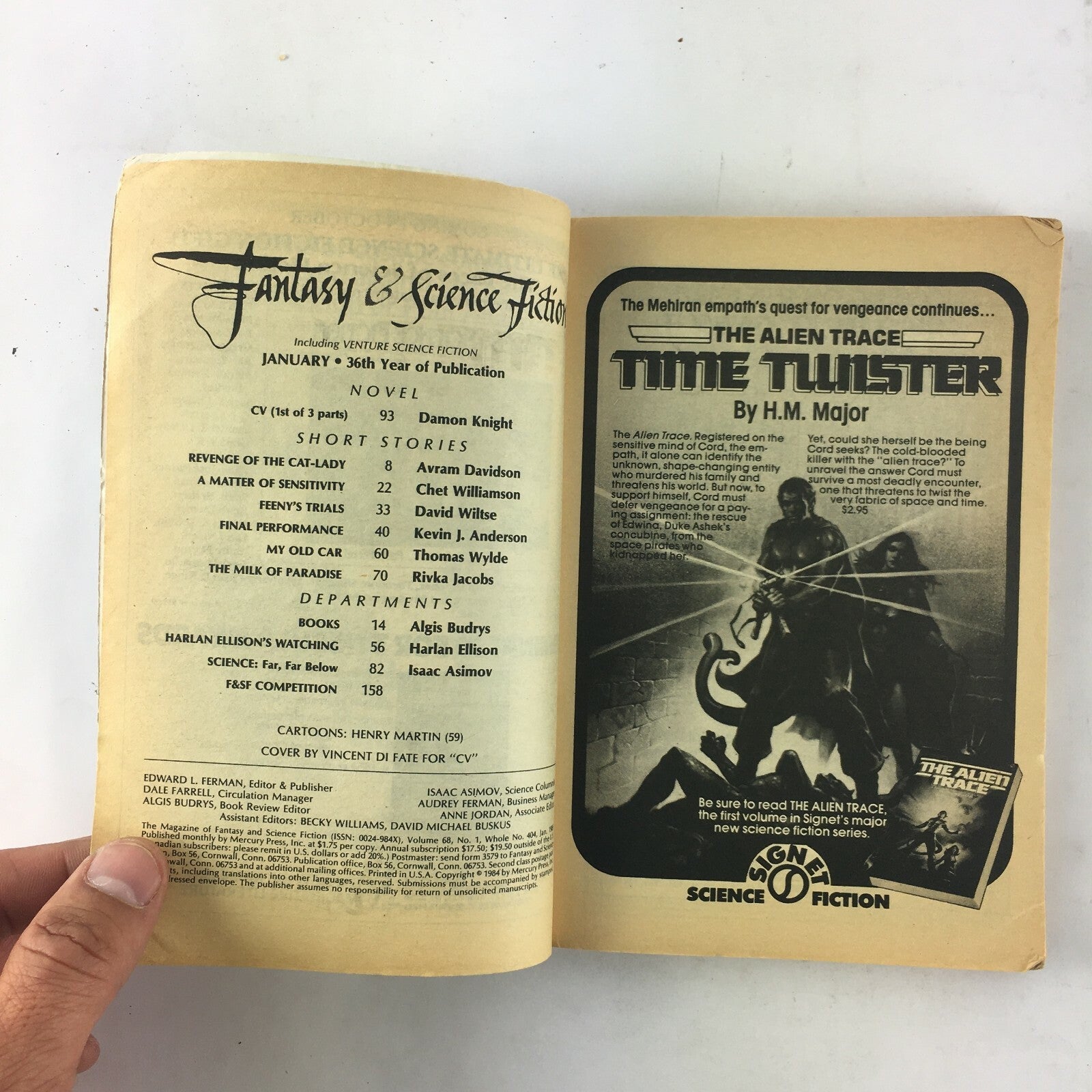 January Fantasy & Science Fiction MagazineDamon KnightHarlan Ellison AlgisBudrys