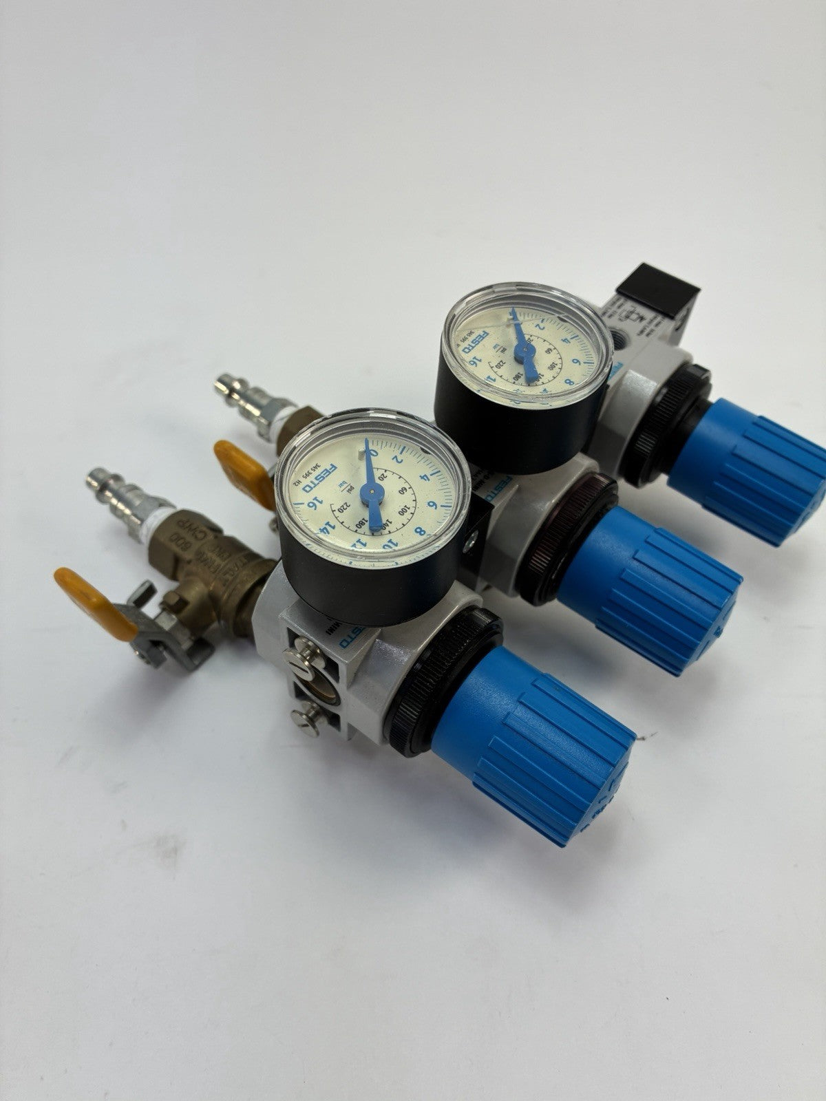 Festo LRB-D-MINI Pneumatic Pressure Regulator Manifold 197535 w/ Gauges Valves