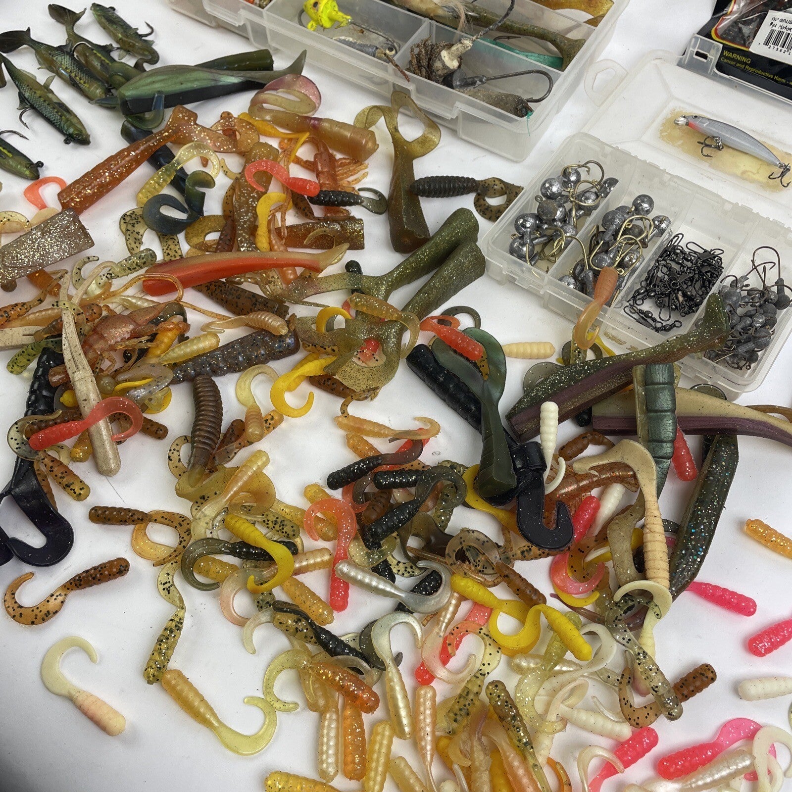 Huge Lot Bass Fishing Soft Lure - Worms Minnows Jig Grub Fishtrap Plastic Rubber