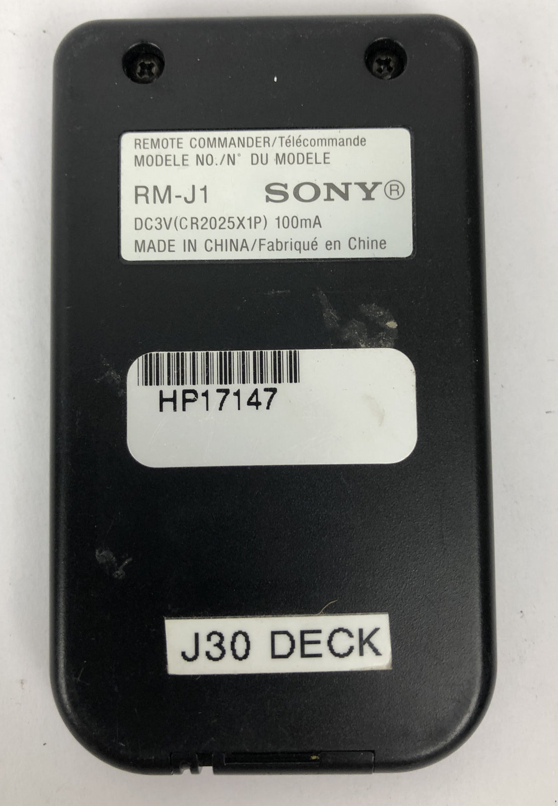SONY REMOTE COMMANDER for J30/J10 RM-J1 DIGIBETA PLAYERS * Rare *
