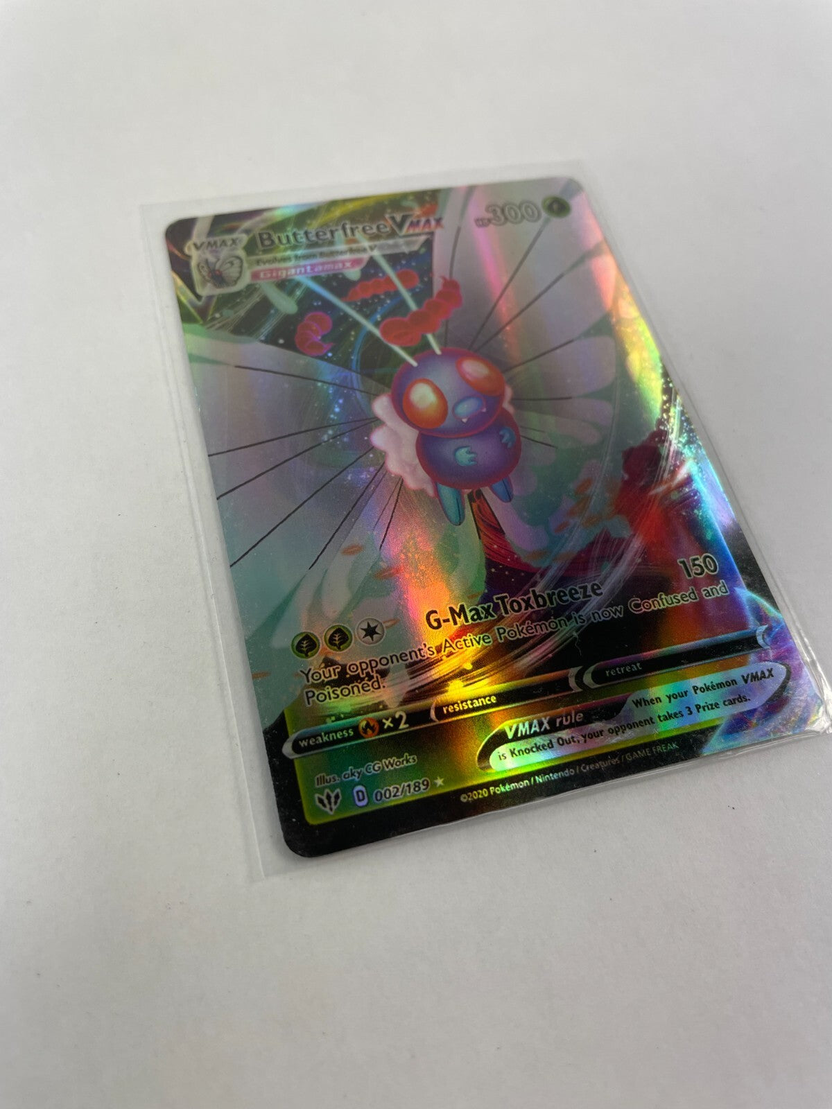 Pokemon Butterfree Vmax HP 300 G-Max Toxbreeze 150 002/189