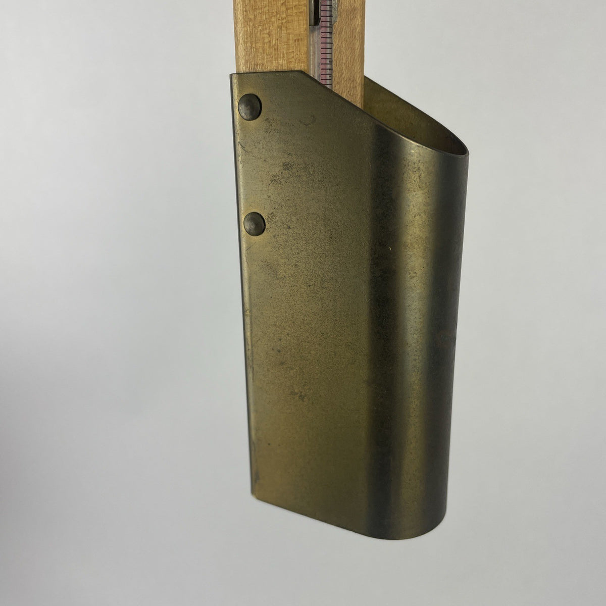 Vintage Brass ASTM Tank Gauging Woodback Cup Case Tank Thermometer