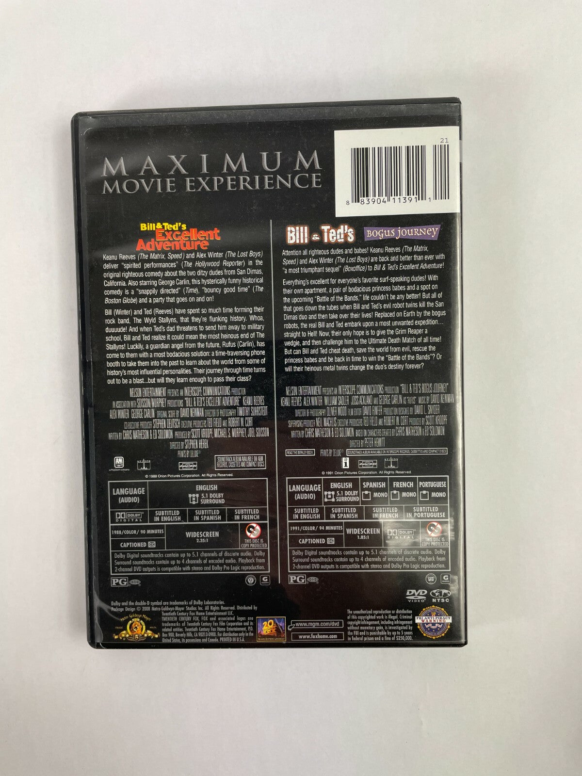 Bill & Ted's Excellent Adventure Keanu Reeves Alex Winter Joss Ackland DVD Movie