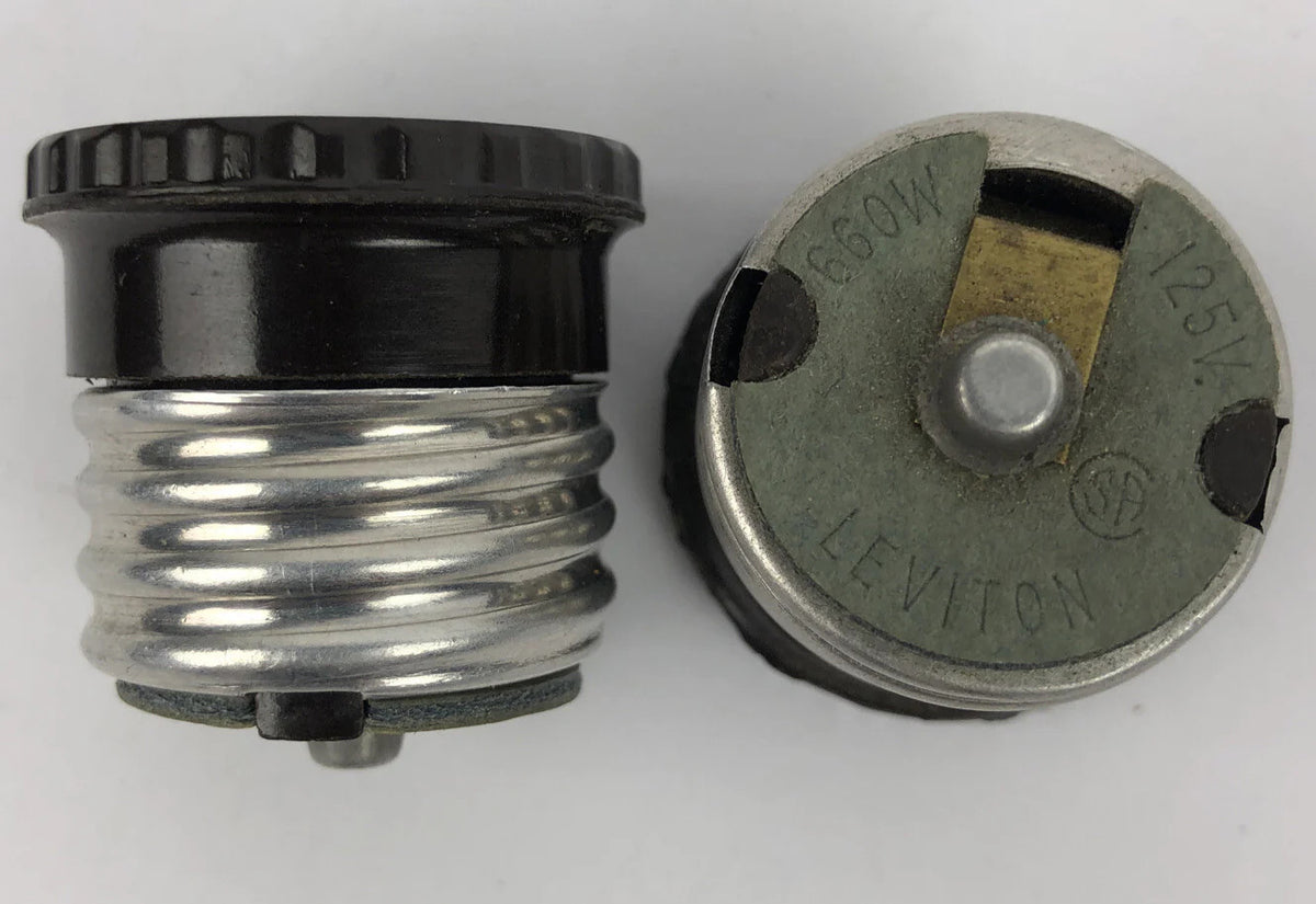 2 x Outlet to Medium Base Light Socket Adapter Brown 125V 660W LEVITON LOOK