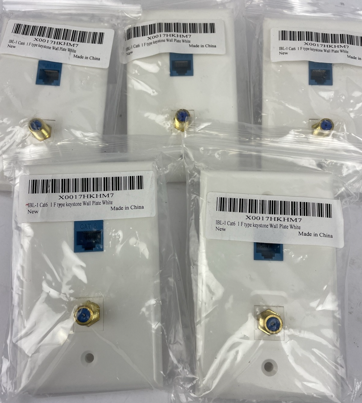 5 x IBL-1 Cat6 Ethernet Port 1 Gold-plated Cable TV Coax F Type Port Wall Plate