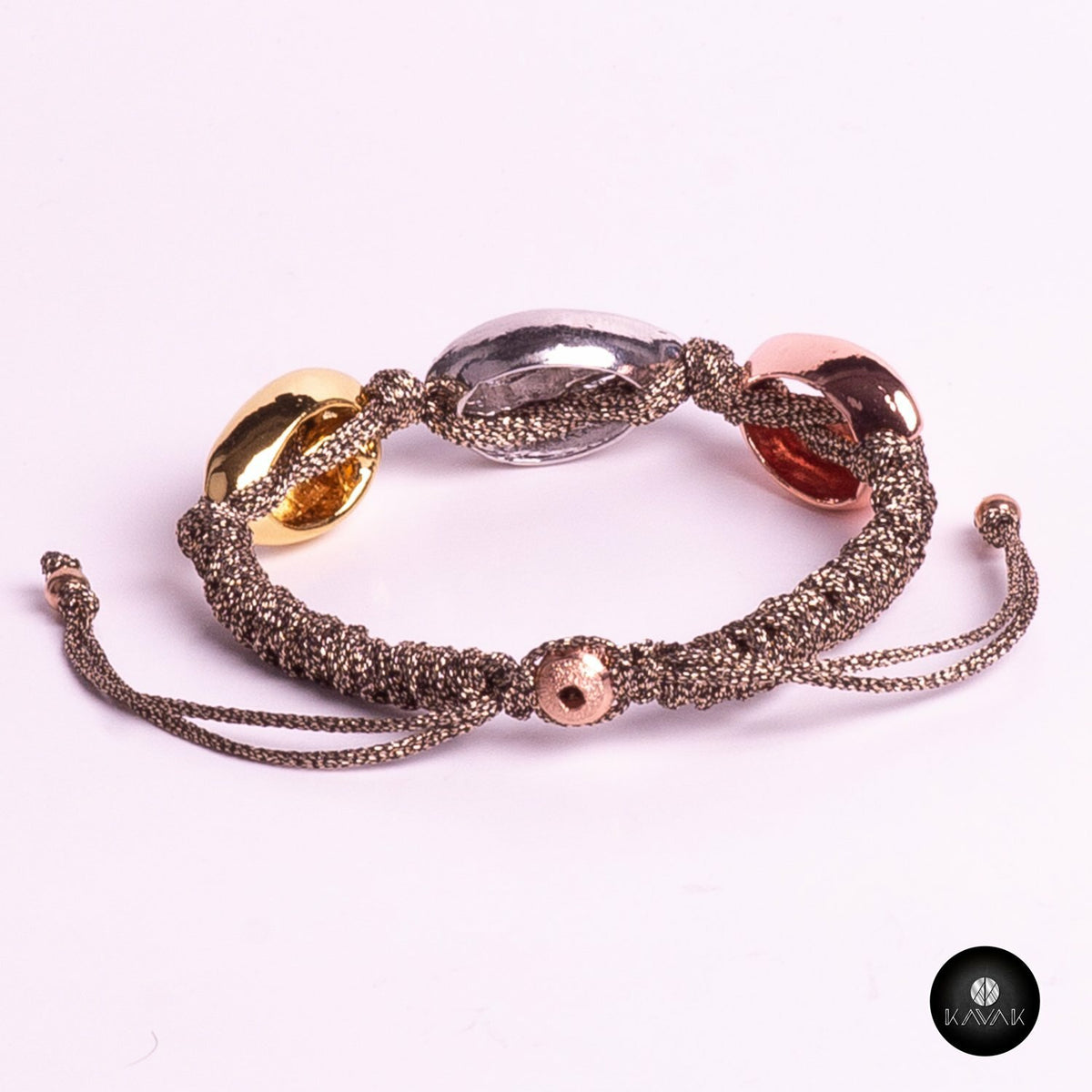 Kavak - Handmade Gold Plated Shells (Grey Color) Adjustable Women's Bracelet