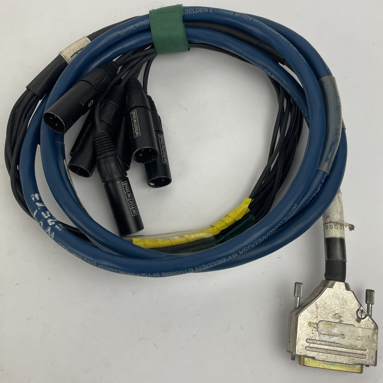 Male 25 Pin AES EBU to 8 x WHIRLWIND XLR Male 3 Pin Breakout Snake Cable 12'