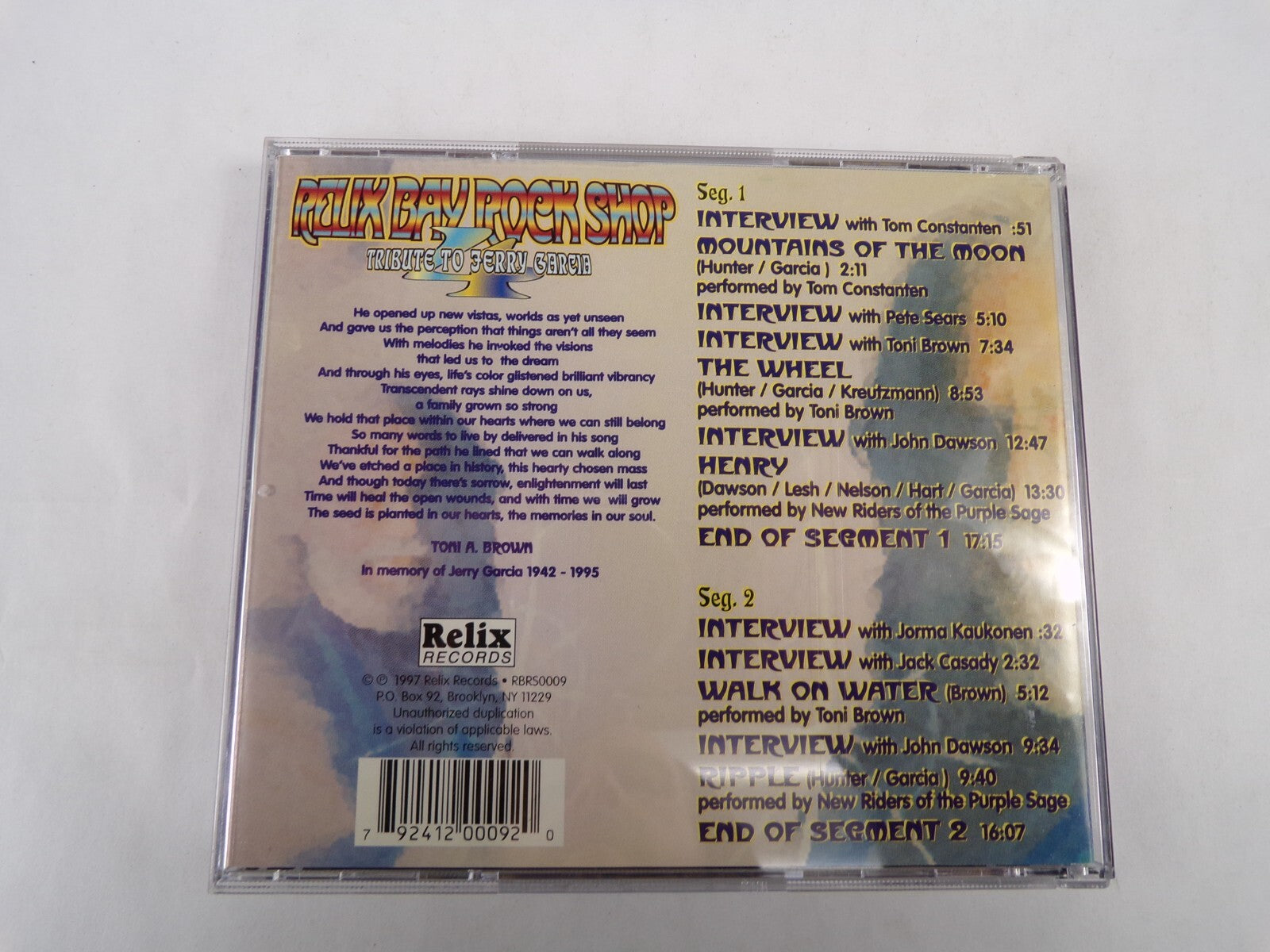 Relix Bay Rock Shop Tribute To Garcia Interview The Wheel CD#55