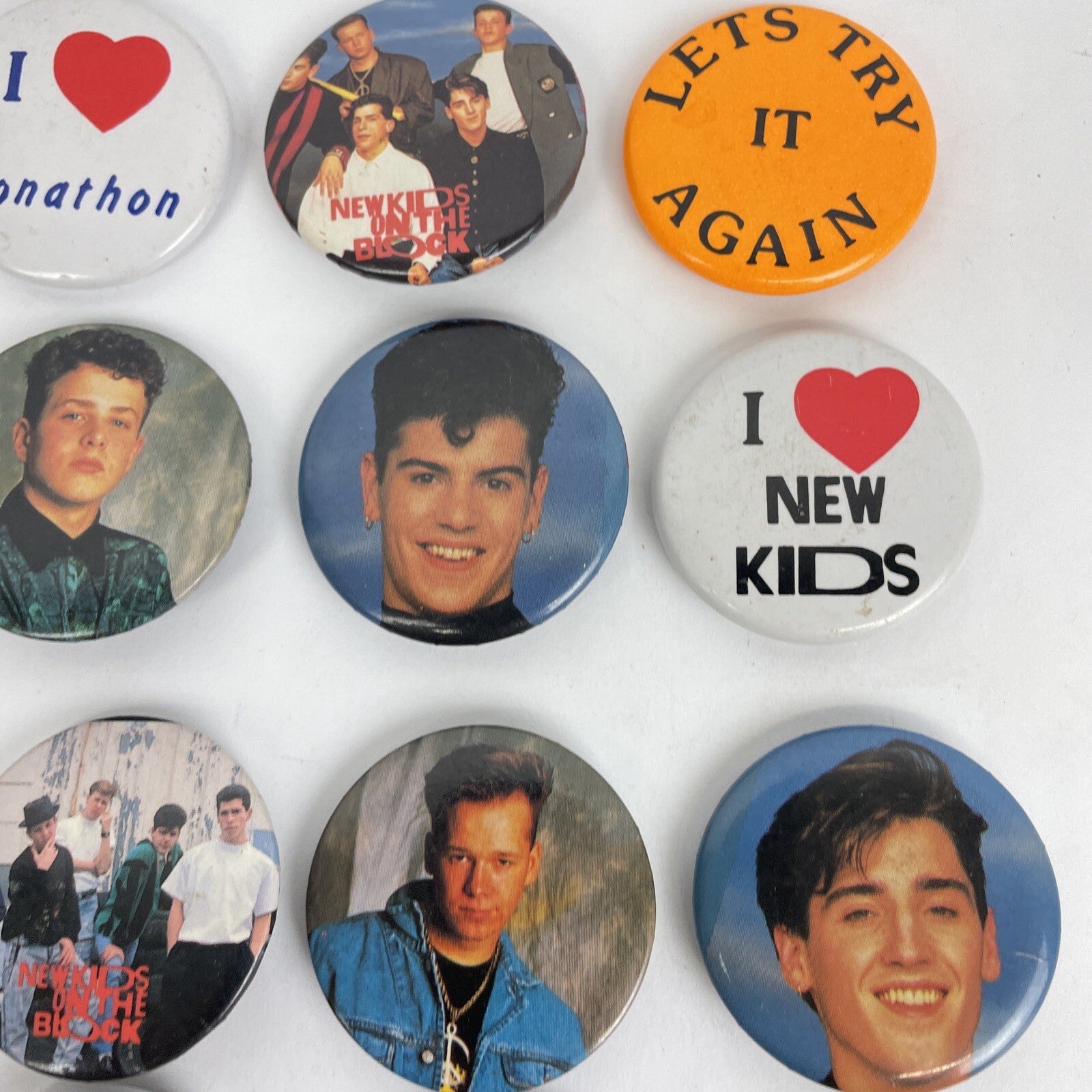 Lot of 45 New Kids On The Block buttons pins keychain and vintage NKOTB collectibles from the 90s and Y2K era
