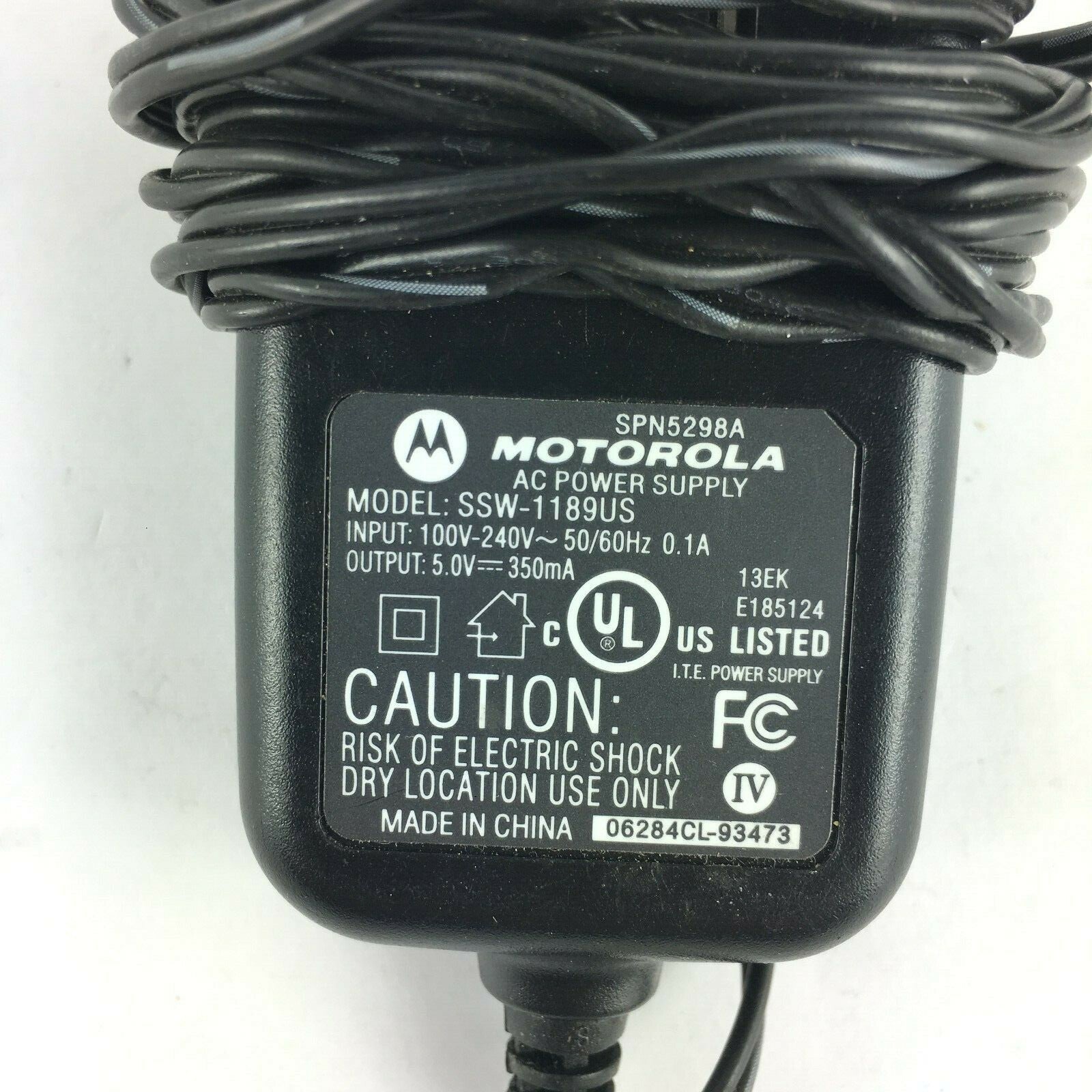 Genuine Motorola SSW-1189US Output 5V 350mA Power Supply Adapter A19