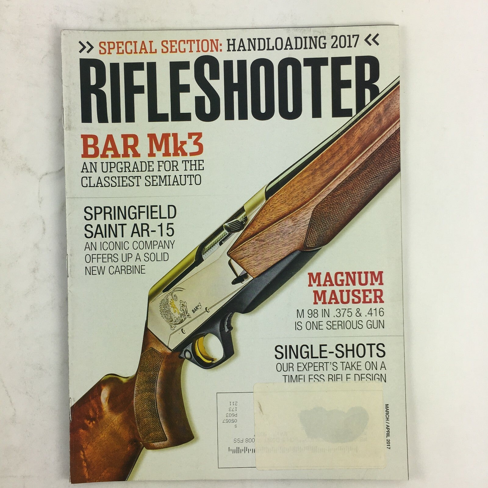 March 2017 Rifle Shooter Magazine Bar Mk3 Springfield Saint AR-15 Magnum Mauser