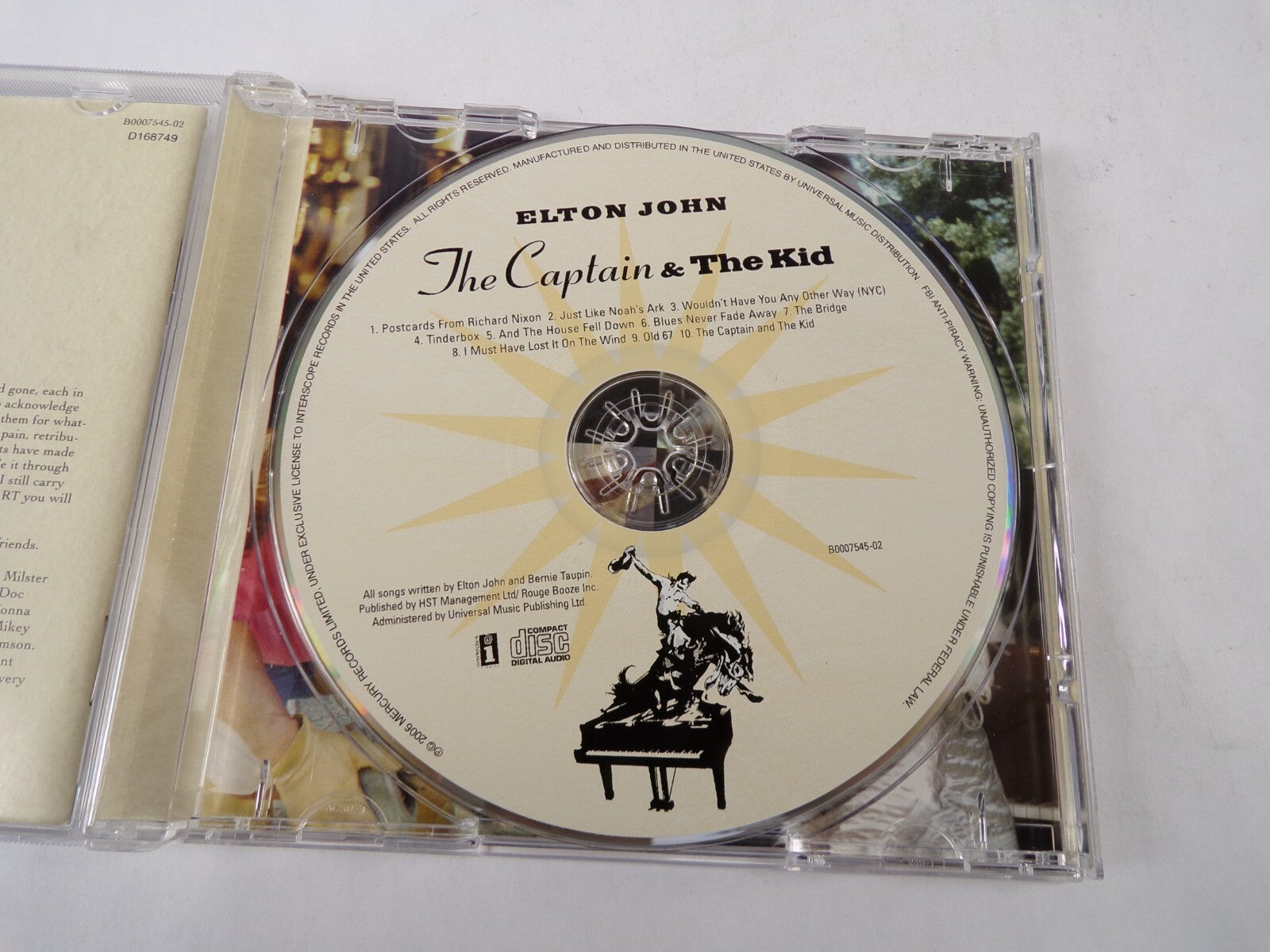 Elton John The Captain The KidPostcards From Richard Nixon Tinderbox Old CD#57