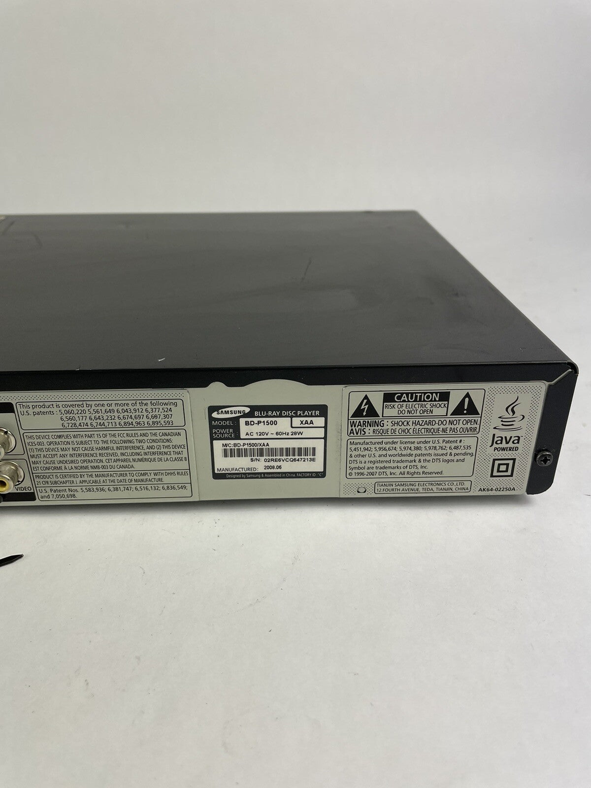 Samsung Blu-Ray Disc Player BD-P1500 1080p HDMI Black No Remote TESTED WORKING