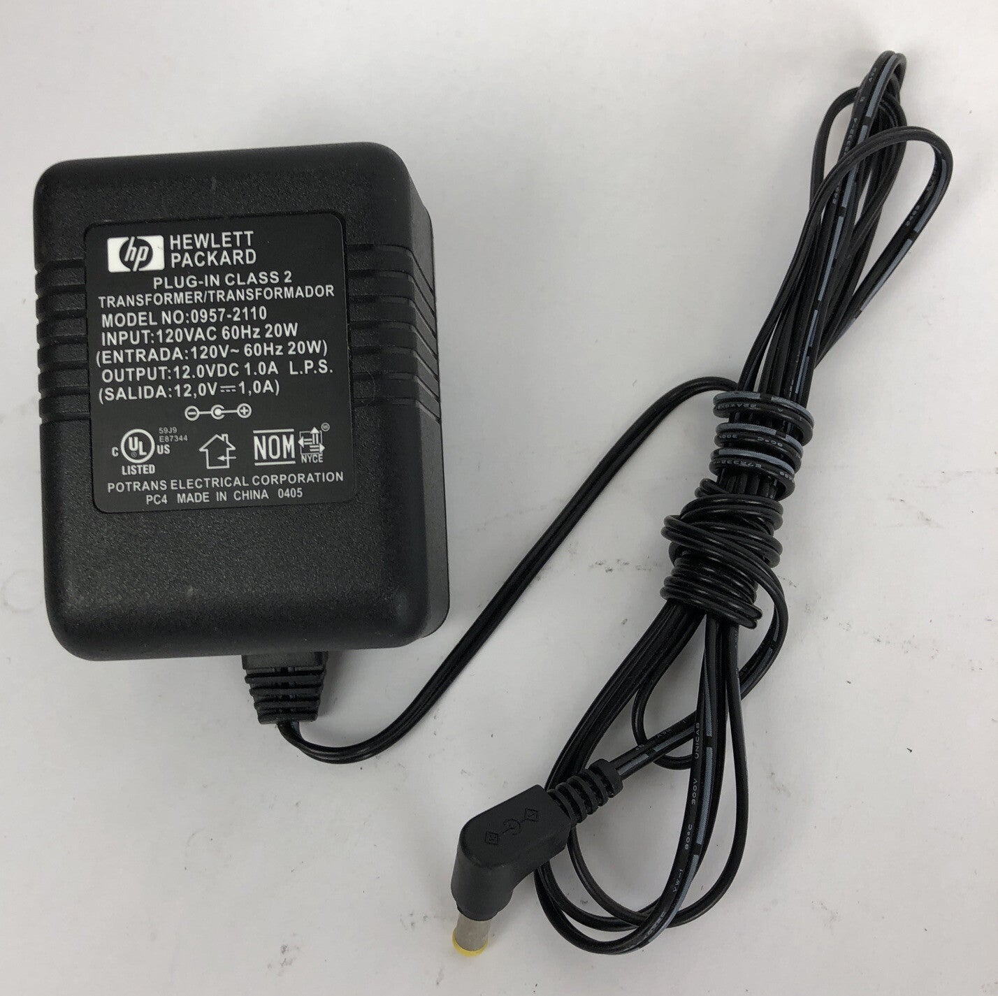 OEM HP 0957-2110 12VDC 1.A 1000mA 20w AC Adapter 2 Prong Wall to Barrel A18