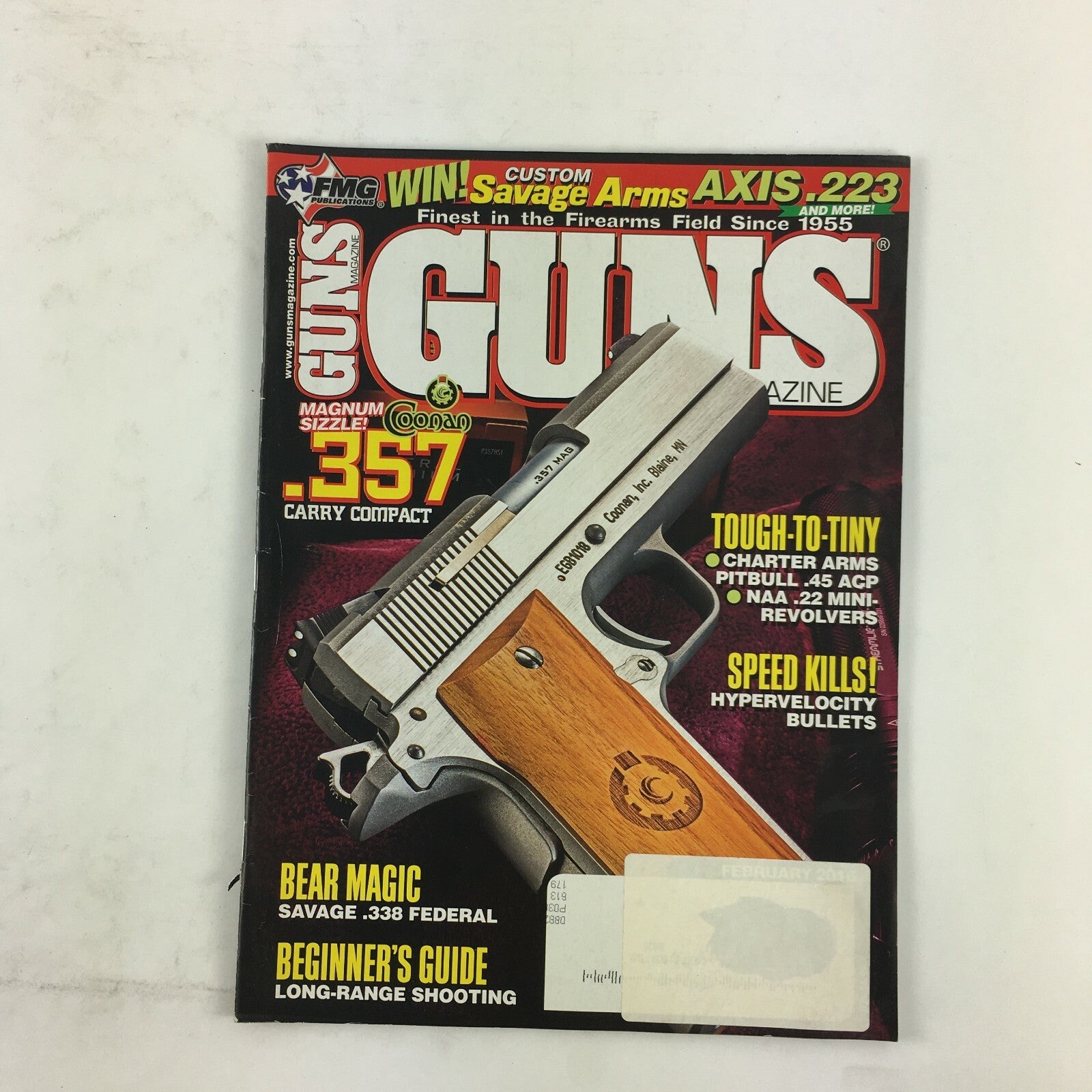 February 2016 Guns Magazine Magnum Sizzle .357 Carry Compact Savage .338 Federal