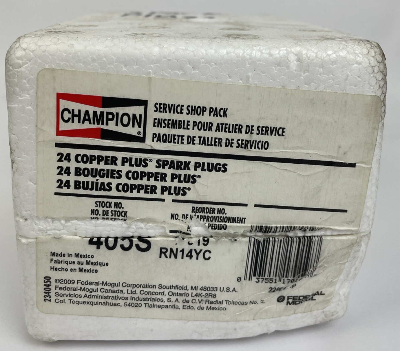 GENUINE OEM CHAMPION PART # 405S RN14YC Copper SPARK PLUG SHOP PACK CASE OF 24