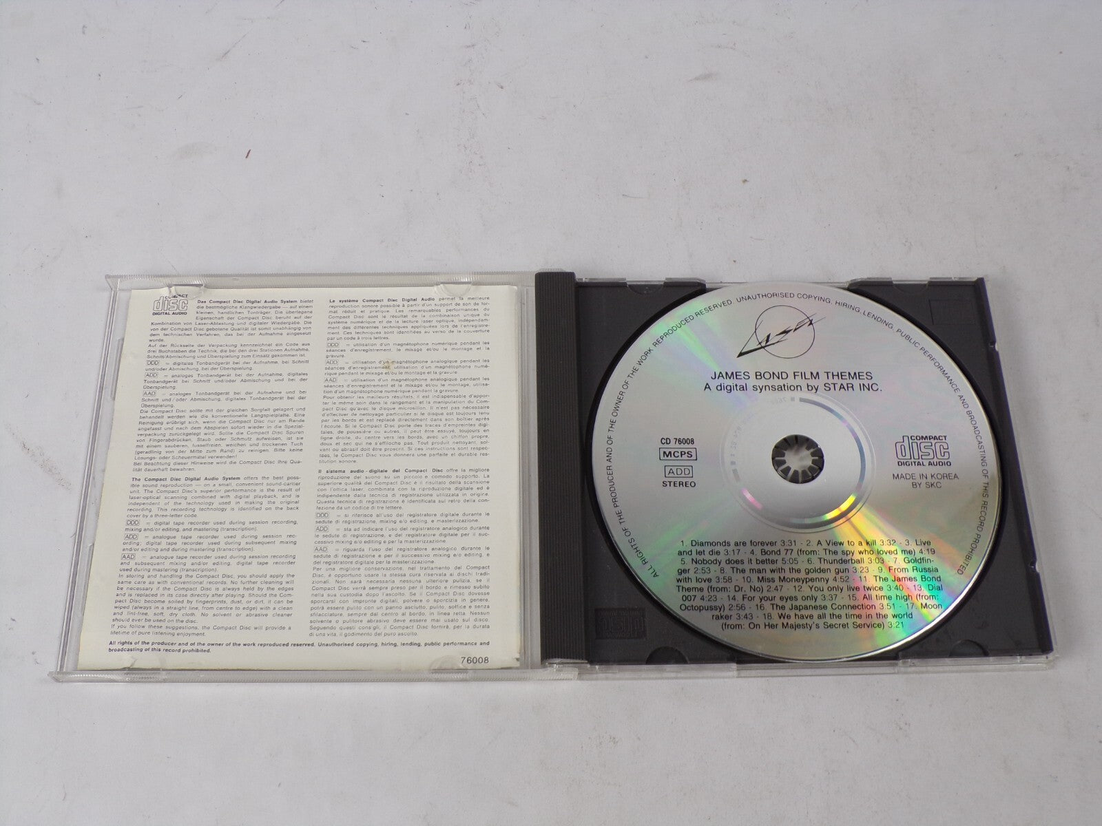 James Bond Film Themes A Digital Synsation By Star INC. Diamonds Are ForeveCD#62
