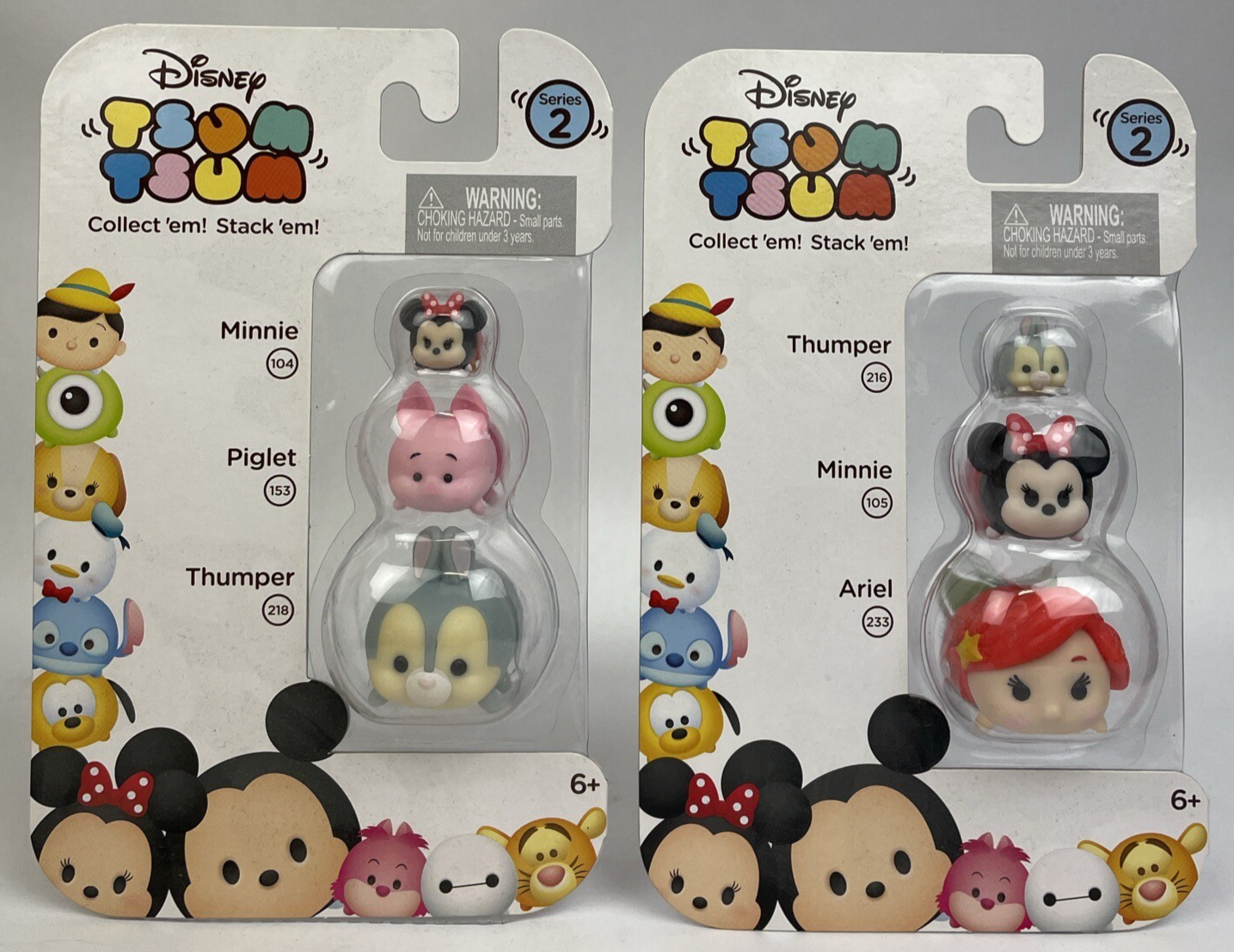 2 Disney Tsum Tsum Series 2 Thumper 216 Minnie 105 Ariel 233 Mini Figure COLLECT