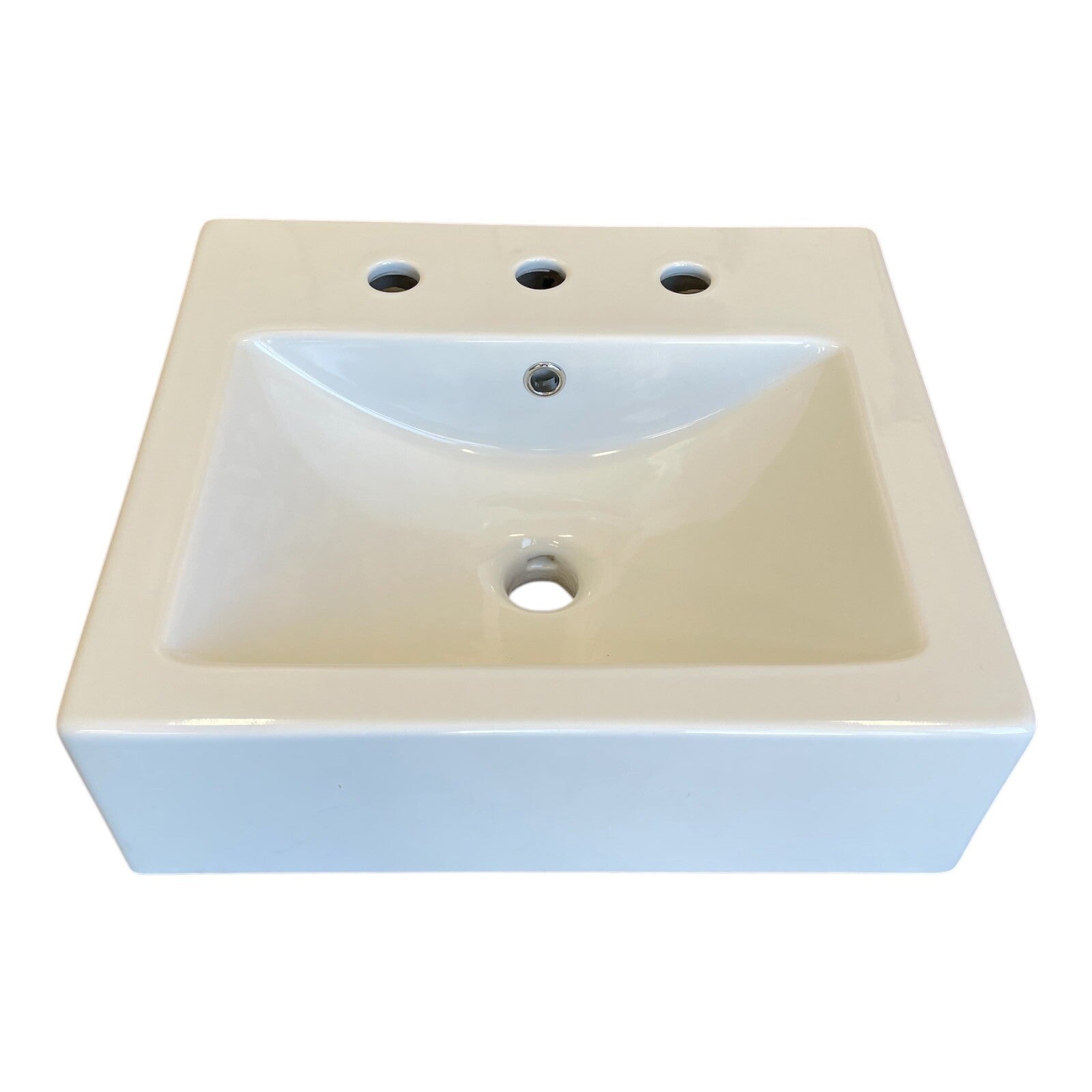 Scarabeo Bathroom Square White Ceramic Wall Mounted or Vessel Sink 8025/B
