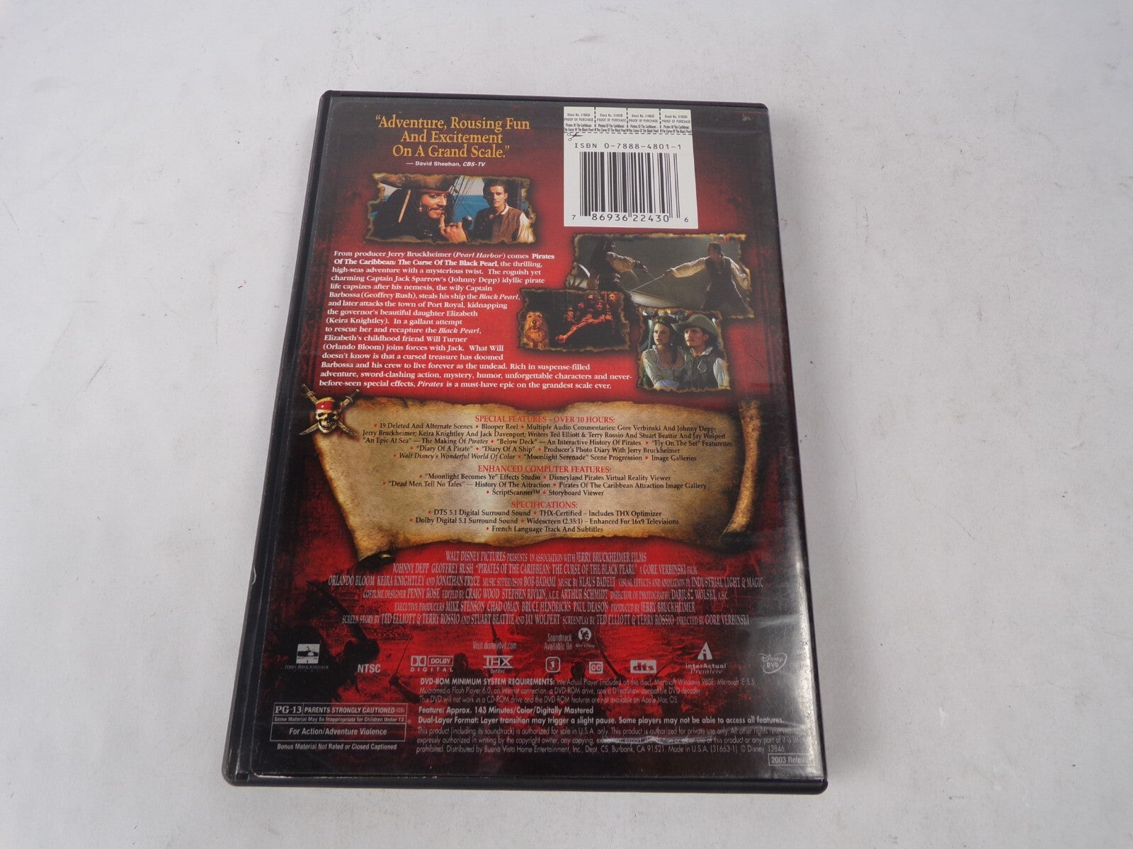Pirates Of The Caribbean The Cruse Of The Black Pearl Johnny Depp DVD Movies