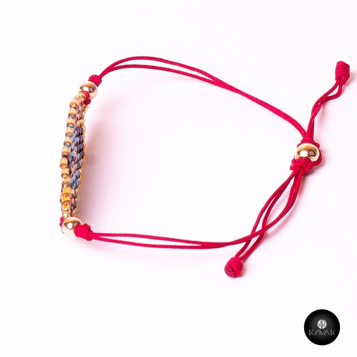 Kavak handmade red Miyuki abstract adjustable women's bracelet