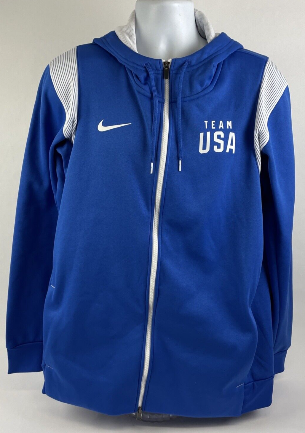 Nike Therma Fit On-Field Hoodie Mens Large Royal Blue White Full Zip TEAM USA